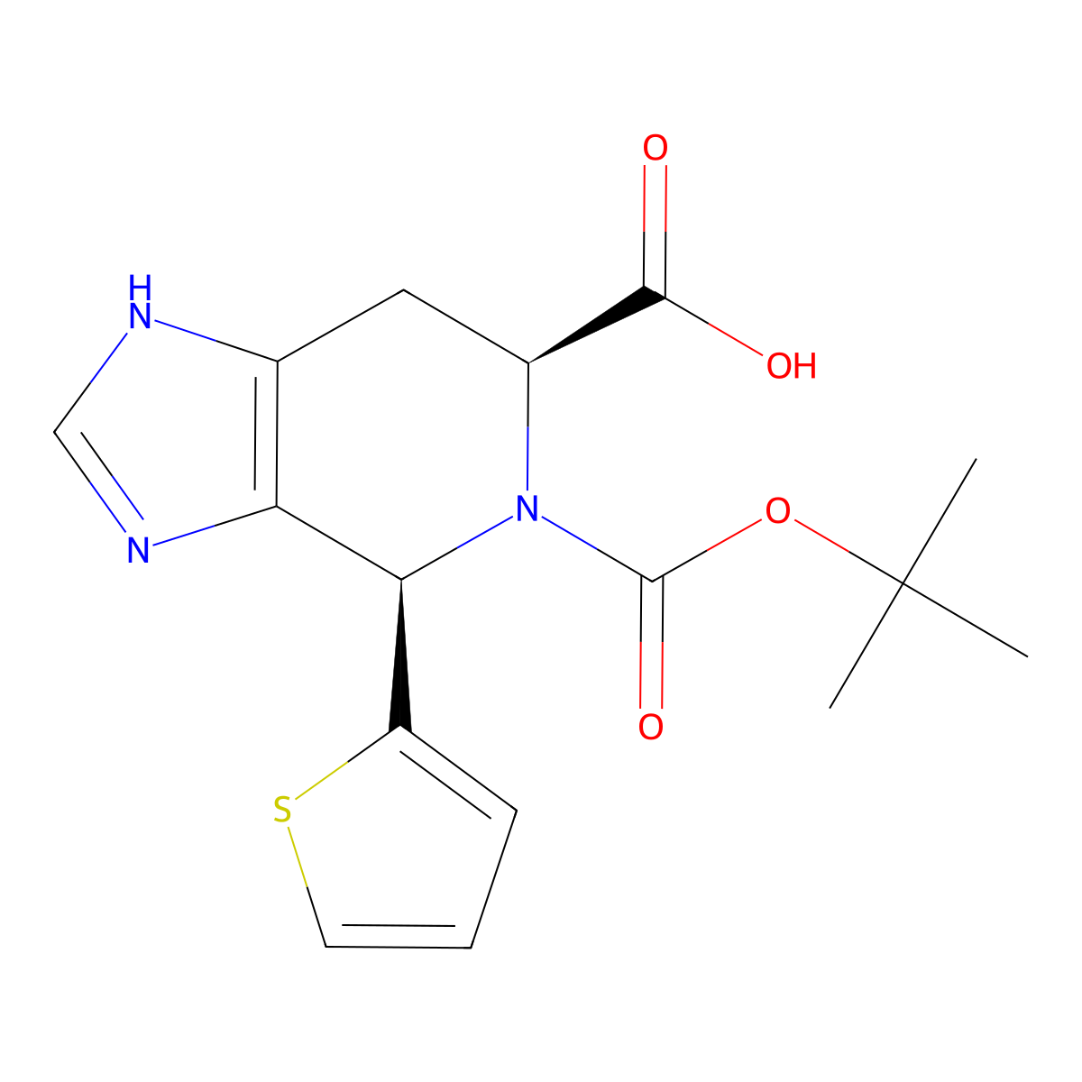 rac-(4R,6S)-5-[(tert-butoxy)carbonyl]-4-(thiophen-2-yl)-1H,4H,5H,6H,7H-imidazo[4,5-c]pyridine-6-carboxylic acid molecular structure, CAS 2639390-60-4