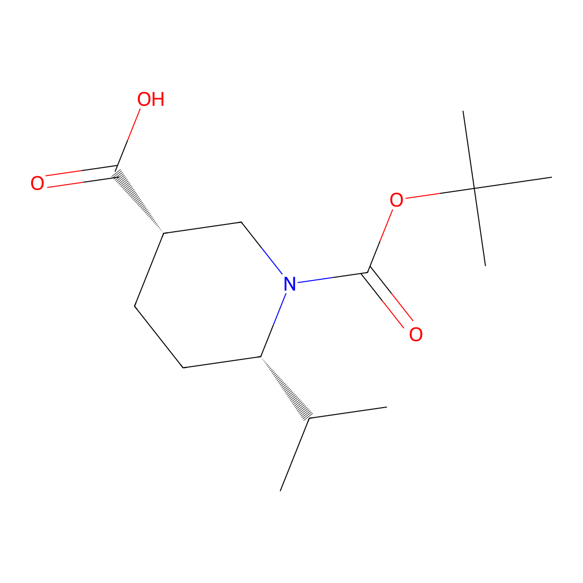 rac-(3R,6R)-1-[(tert-butoxy)carbonyl]-6-(propan-2-yl)piperidine-3-carboxylic acid molecular structure, CAS 2639390-71-7