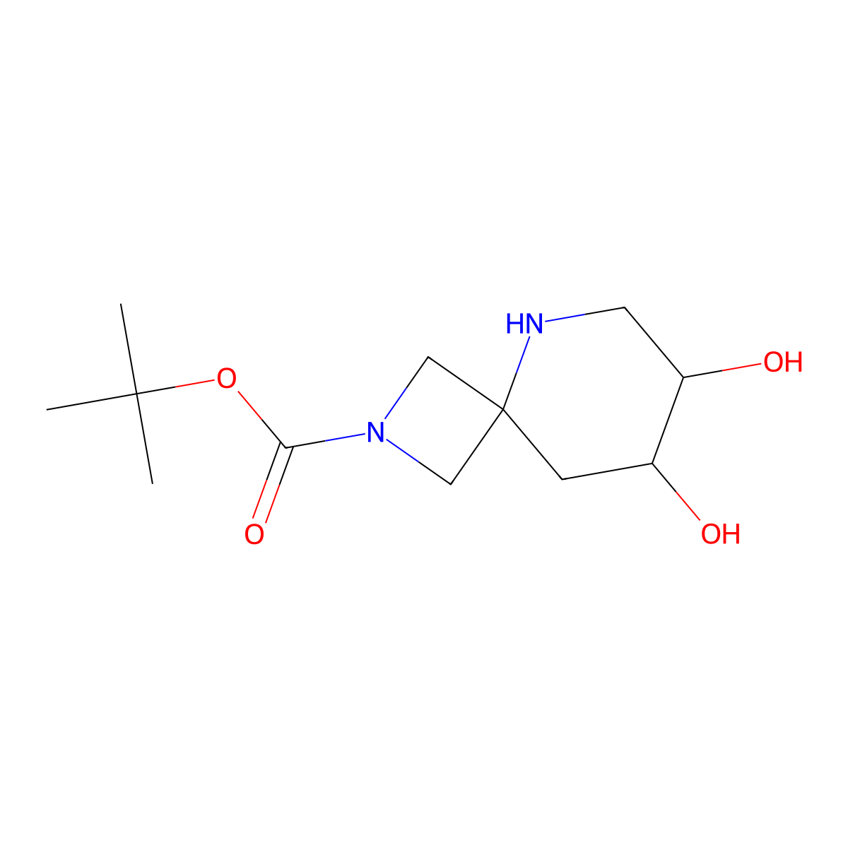 rac-tert-butyl(7R,8S)-7,8-dihydroxy-2,5-diazaspiro[3.5]nonane-2-carboxylate,cis molecular structure, CAS 2639390-76-2
