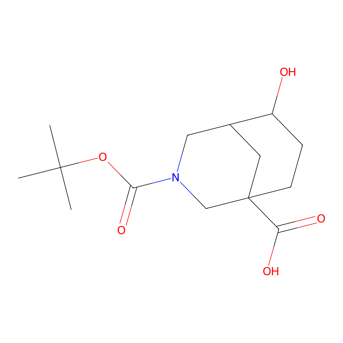 rac-(1R,5R,6R)-3-[(tert-butoxy)carbonyl]-6-hydroxy-3-azabicyclo[3.3.1]nonane-1-carboxylic acid molecular structure, CAS 2639390-77-3