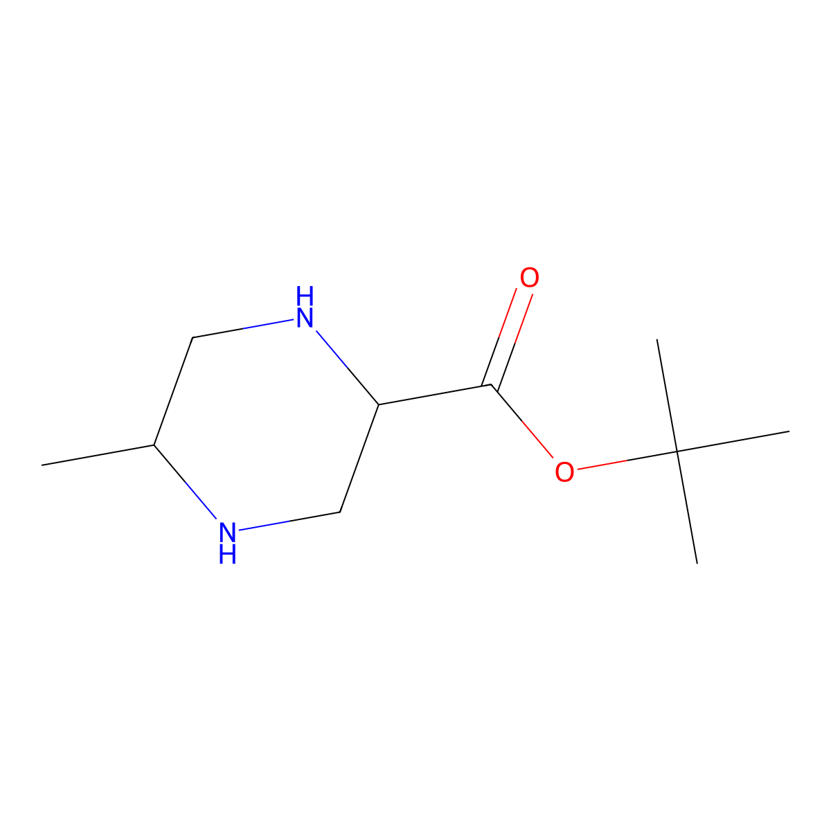 rac-tert-butyl (2R,5R)-5-methylpiperazine-2-carboxylate molecular structure, CAS 2639390-80-8