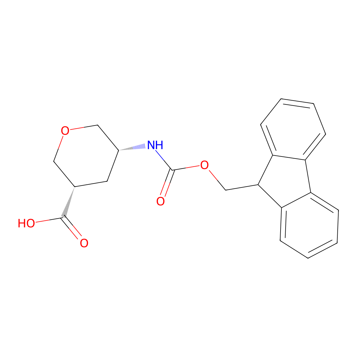 rac-(3R,5S)-5-({[(9H-fluoren-9-yl)methoxy]carbonyl}amino)oxane-3-carboxylic acid molecular structure, CAS 2639390-82-0