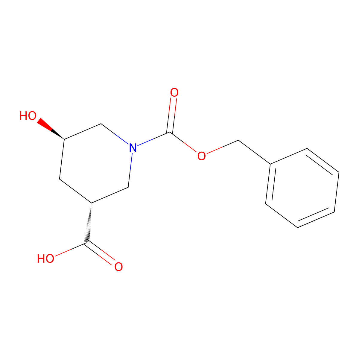 rac-(3R,5R)-1-[(benzyloxy)carbonyl]-5-hydroxypiperidine-3-carboxylic acid molecular structure, CAS 2639390-84-2