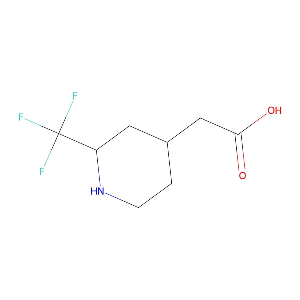rac-2-[(2R,4S)-2-(trifluoromethyl)piperidin-4-yl]acetic acid molecular structure, CAS 2639390-87-5