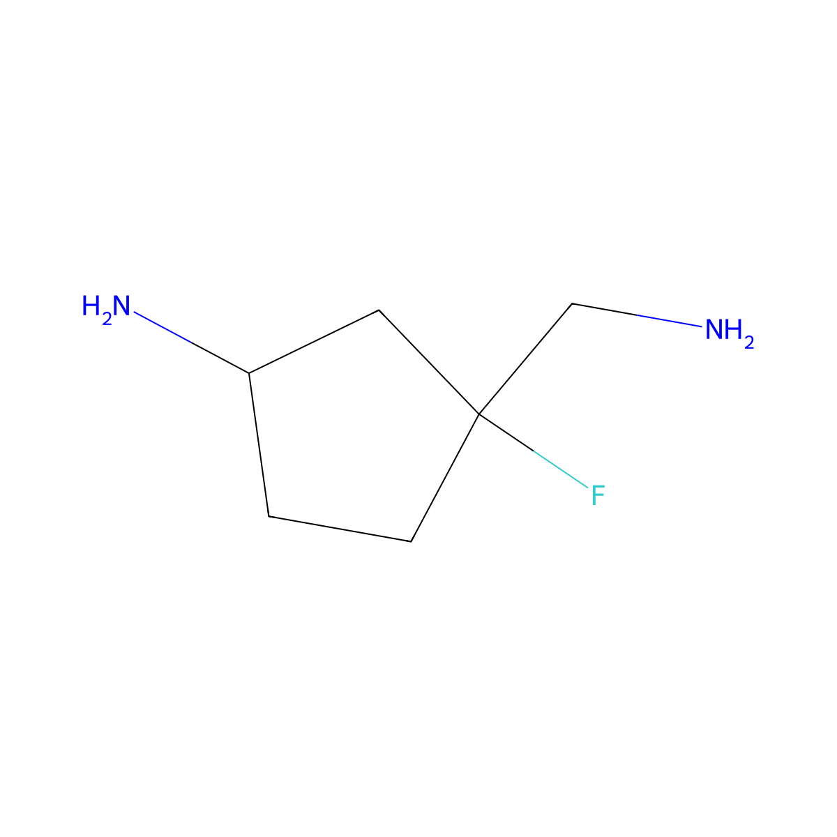 rac-(1R,3S)-3-(aminomethyl)-3-fluorocyclopentan-1-amine molecular structure, CAS 2639390-90-0
