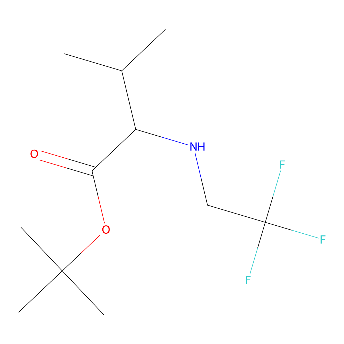 tert-butyl (2S)-3-methyl-2-[(2,2,2-trifluoroethyl)amino]butanoate molecular structure, CAS 2639390-91-1