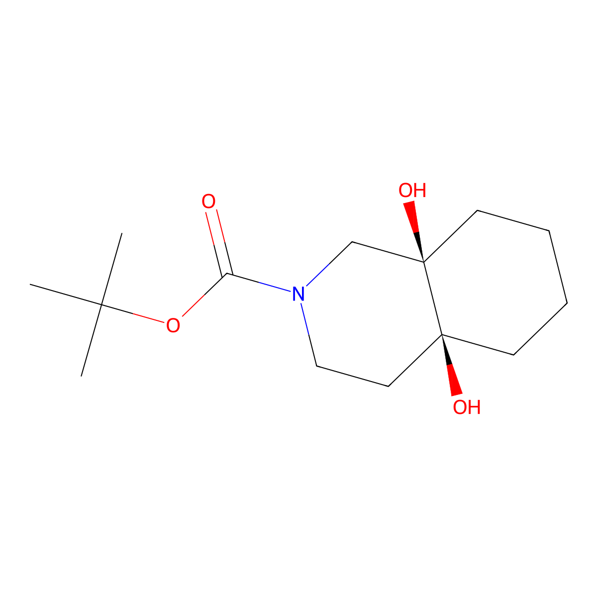 rac-tert-butyl (4aR,8aS)-4a,8a-dihydroxy-decahydroisoquinoline-2-carboxylate molecular structure, CAS 2639391-03-8