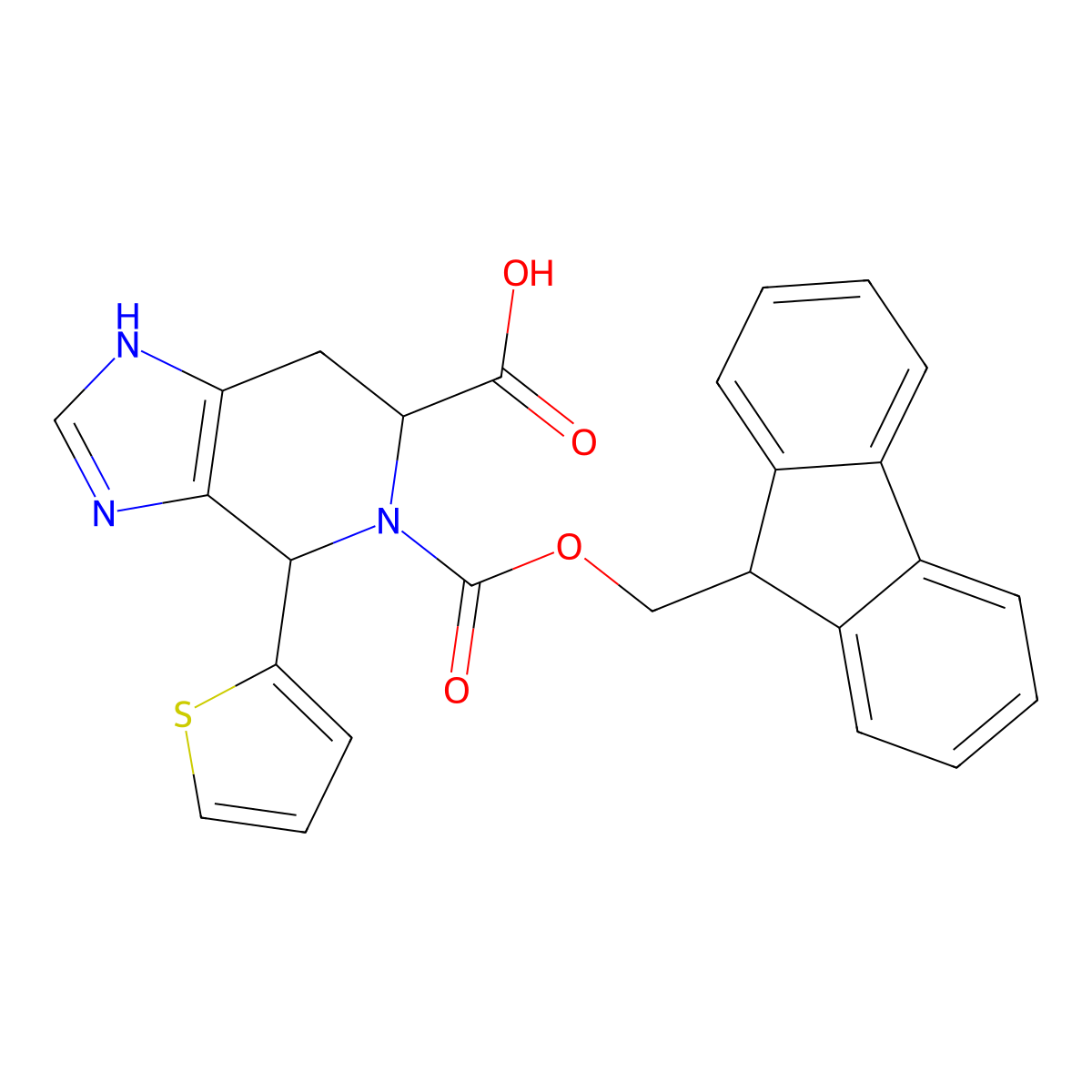 rac-(4R,6S)-5-{[(9H-fluoren-9-yl)methoxy]carbonyl}-4-(thiophen-2-yl)-1H,4H,5H,6H,7H-imidazo[4,5-c]pyridine-6-carboxylic acid molecular structure, CAS 2639391-12-9