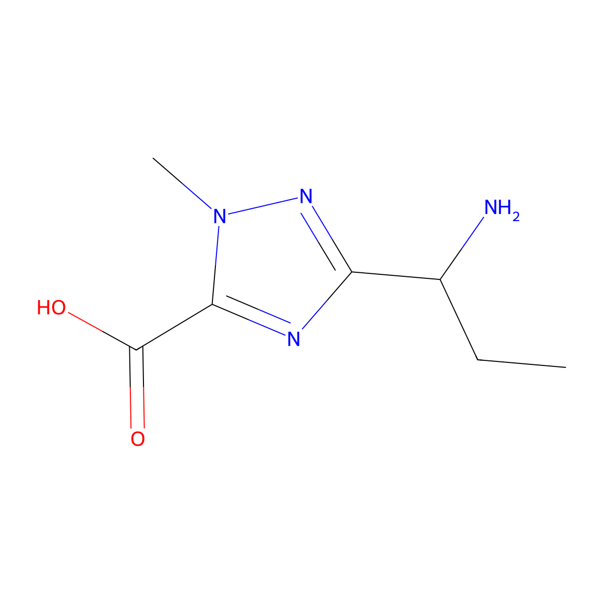 3-[(1S)-1-aminopropyl]-1-methyl-1H-1,2,4-triazole-5-carboxylic acid molecular structure, CAS 2639391-13-0