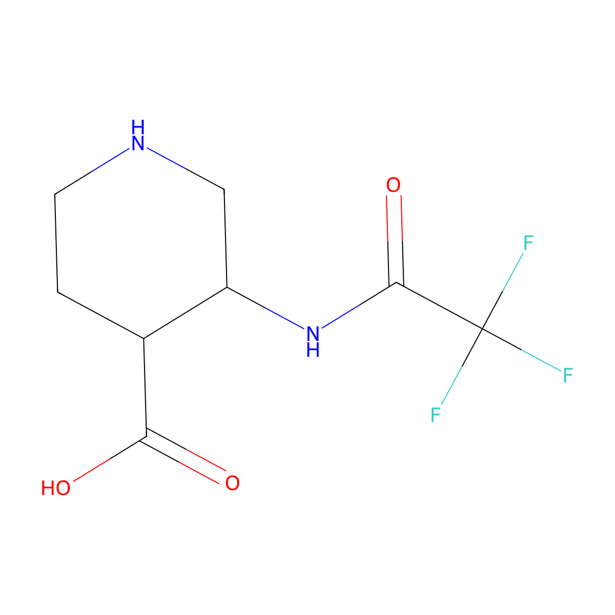 rac-(3R,4R)-3-(trifluoroacetamido)piperidine-4-carboxylic acid molecular structure, CAS 2639391-34-5
