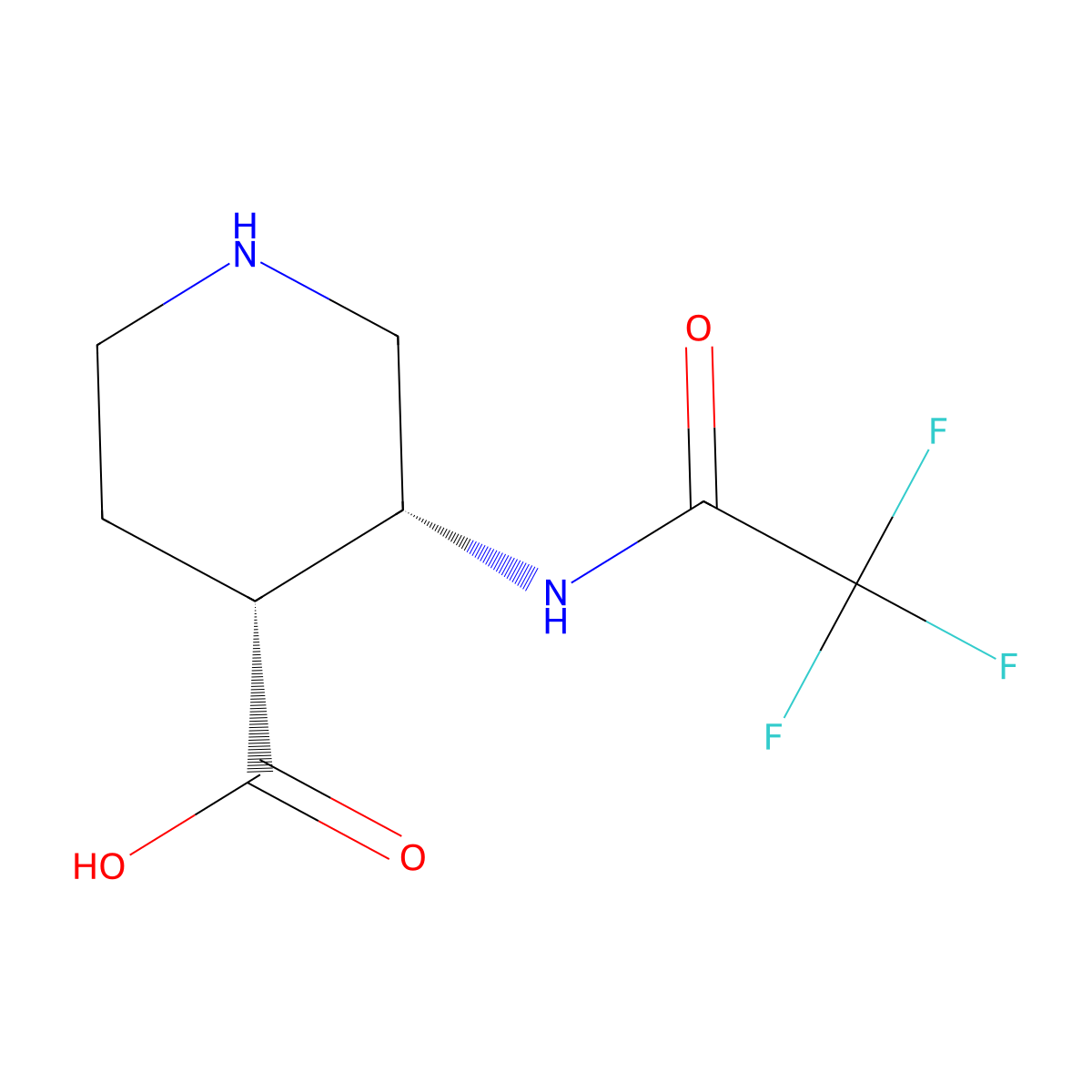 rac-(3R,4R)-3-(trifluoroacetamido)piperidine-4-carboxylic acid molecular structure, CAS 2639391-34-5
