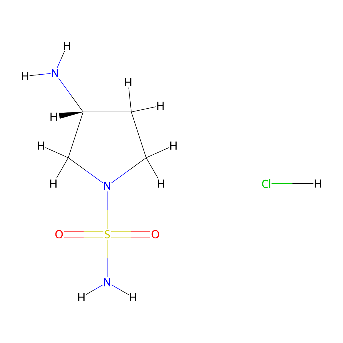 (3R)-3-aminopyrrolidine-1-sulfonamide hydrochloride molecular structure, CAS 2639391-39-0