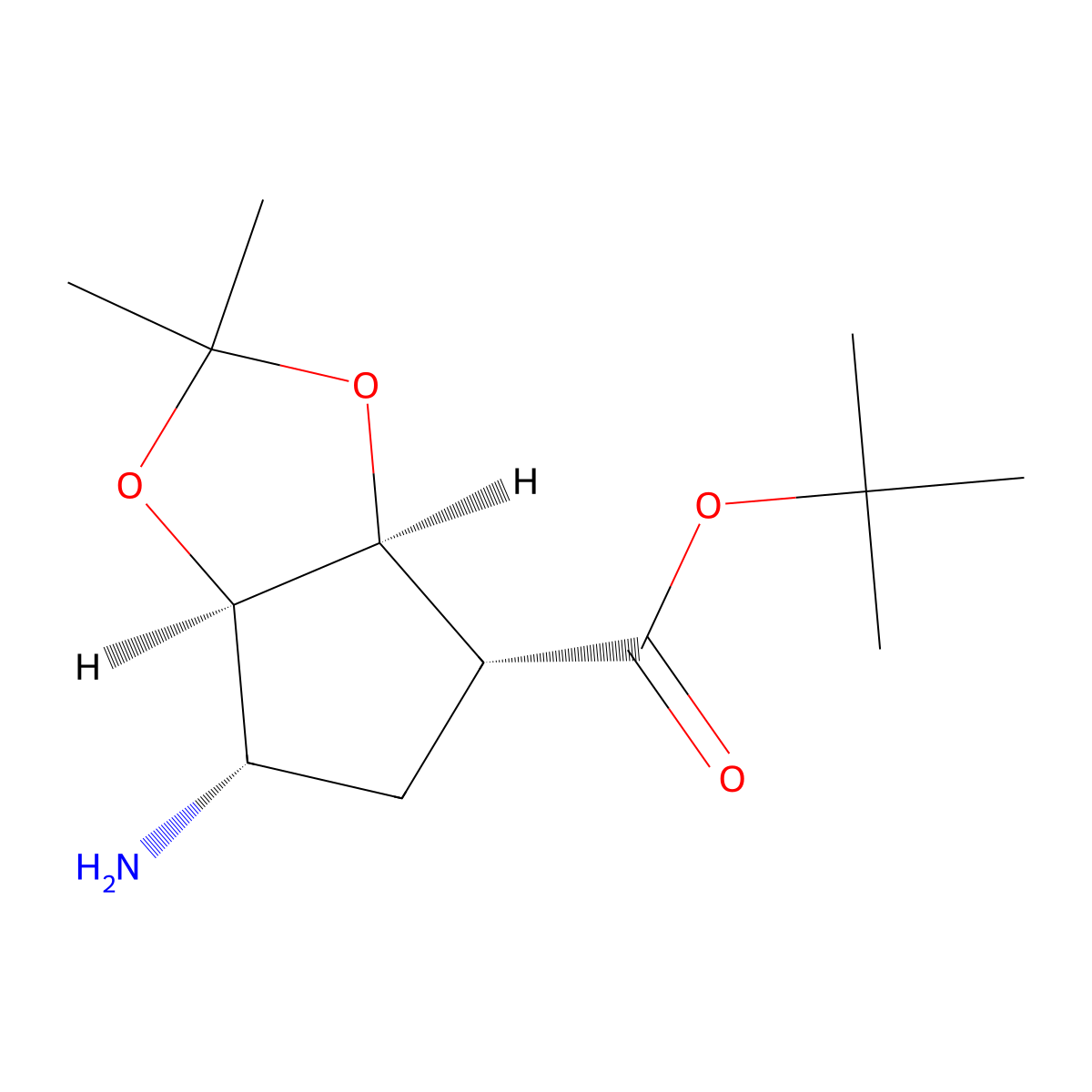 rac-tert-butyl (3aR,4S,6R,6aS)-6-amino-2,2-dimethyl-hexahydrocyclopenta[d][1,3]dioxole-4-carboxylate molecular structure, CAS 2639391-45-8