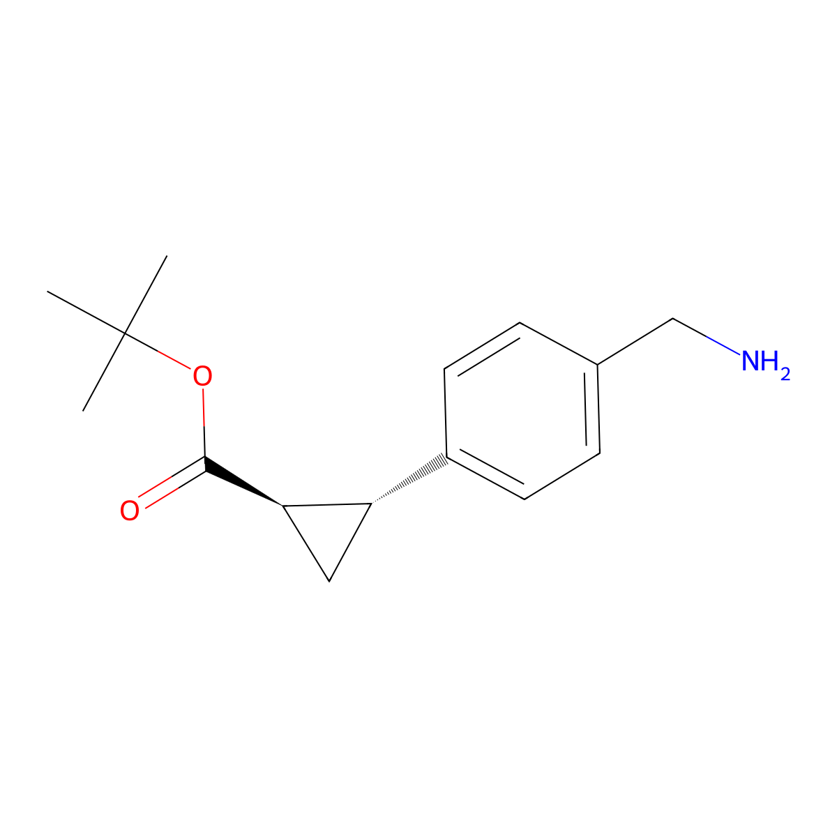 rac-tert-butyl (1R,2R)-2-[4-(aminomethyl)phenyl]cyclopropane-1-carboxylate molecular structure, CAS 2639391-52-7
