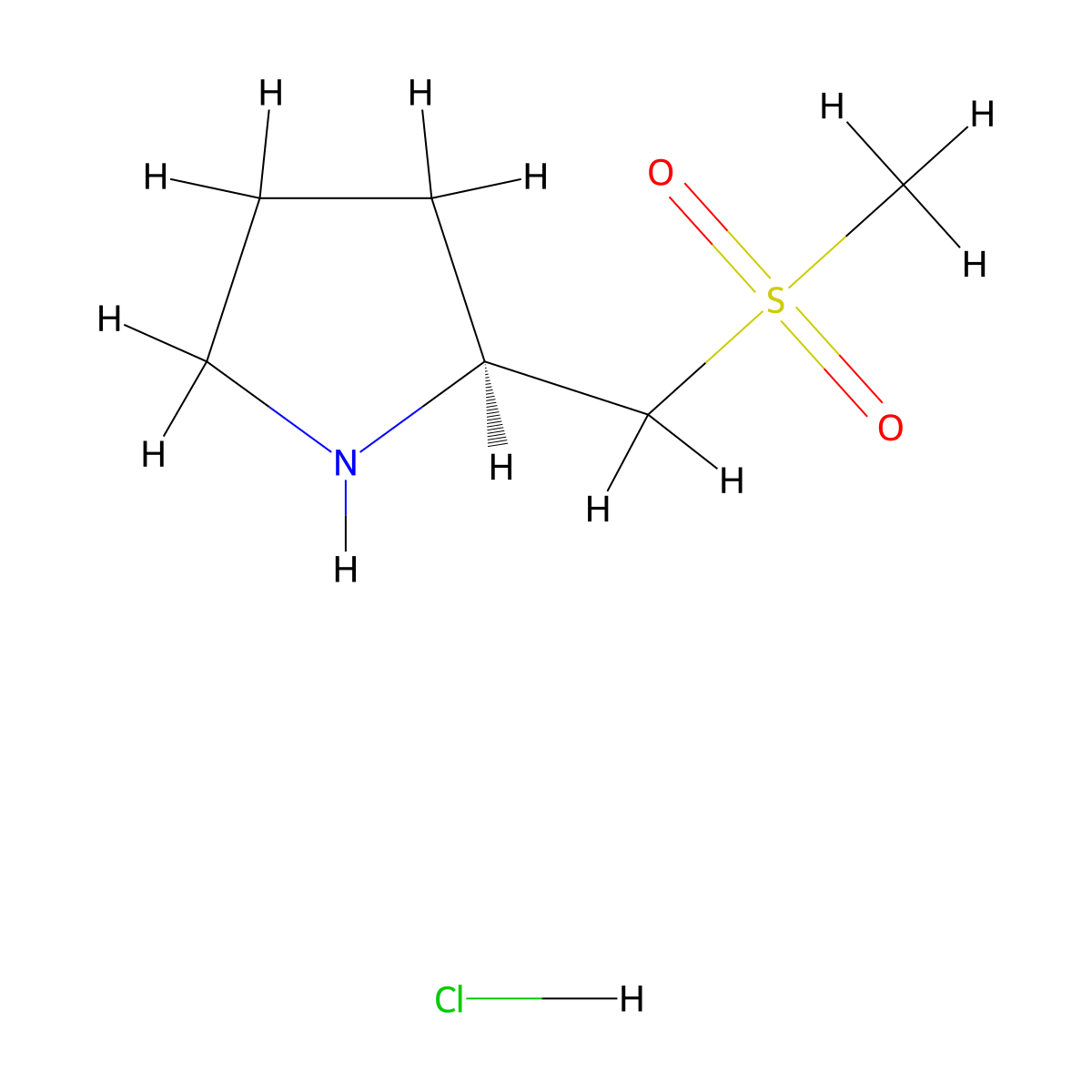 (2S)-2-(methanesulfonylmethyl)pyrrolidine hydrochloride molecular structure, CAS 2639391-54-9