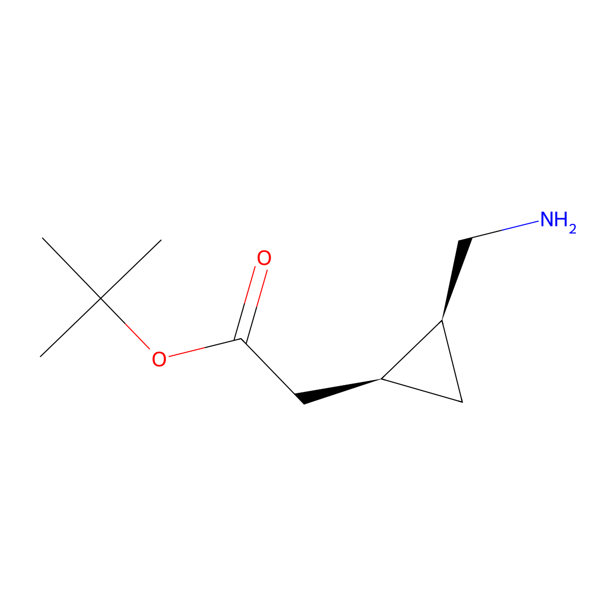 rac-tert-butyl 2-[(1R,2R)-2-(aminomethyl)cyclopropyl]acetate molecular structure, CAS 2639391-57-2