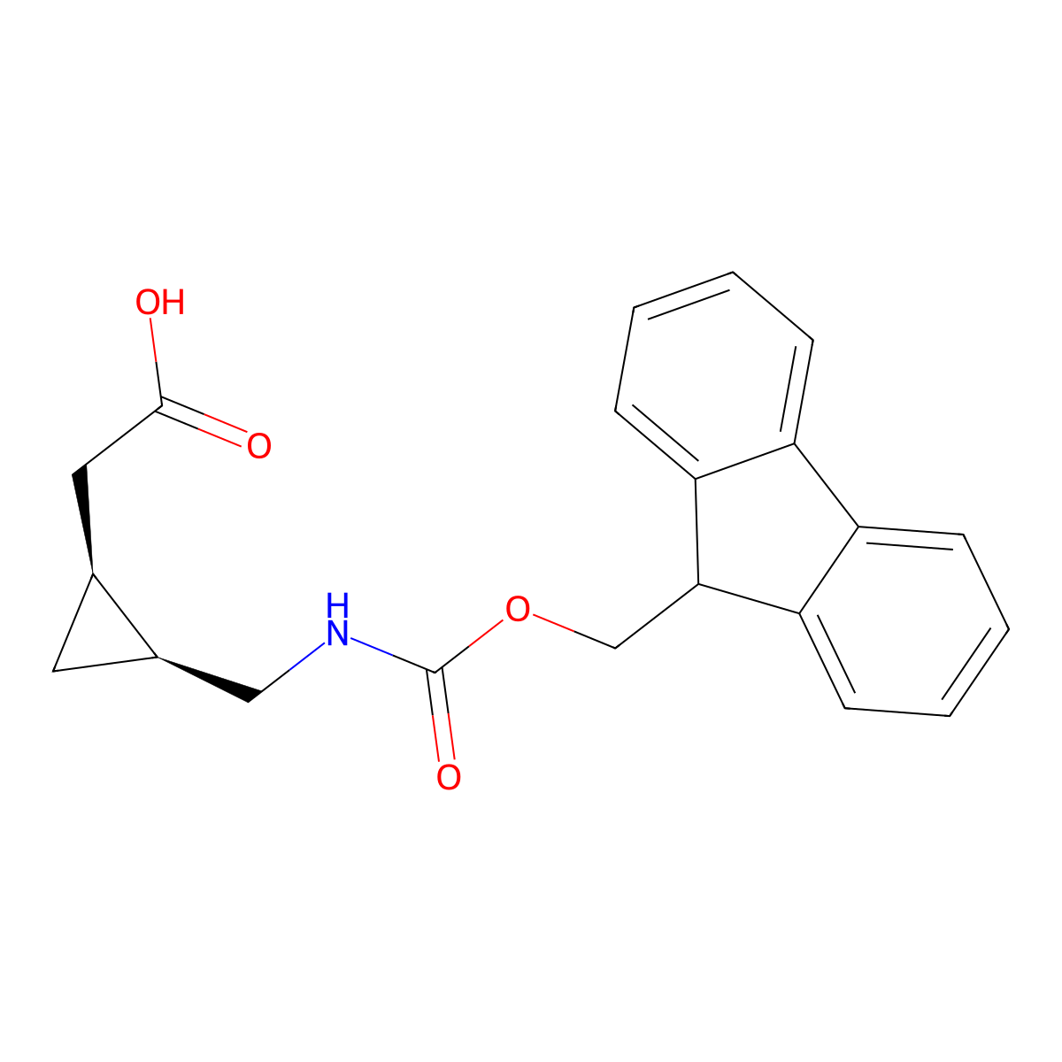 rac-2-[(1R,2R)-2-[({[(9H-fluoren-9-yl)methoxy]carbonyl}amino)methyl]cyclopropyl]acetic acid molecular structure, CAS 2639391-60-7