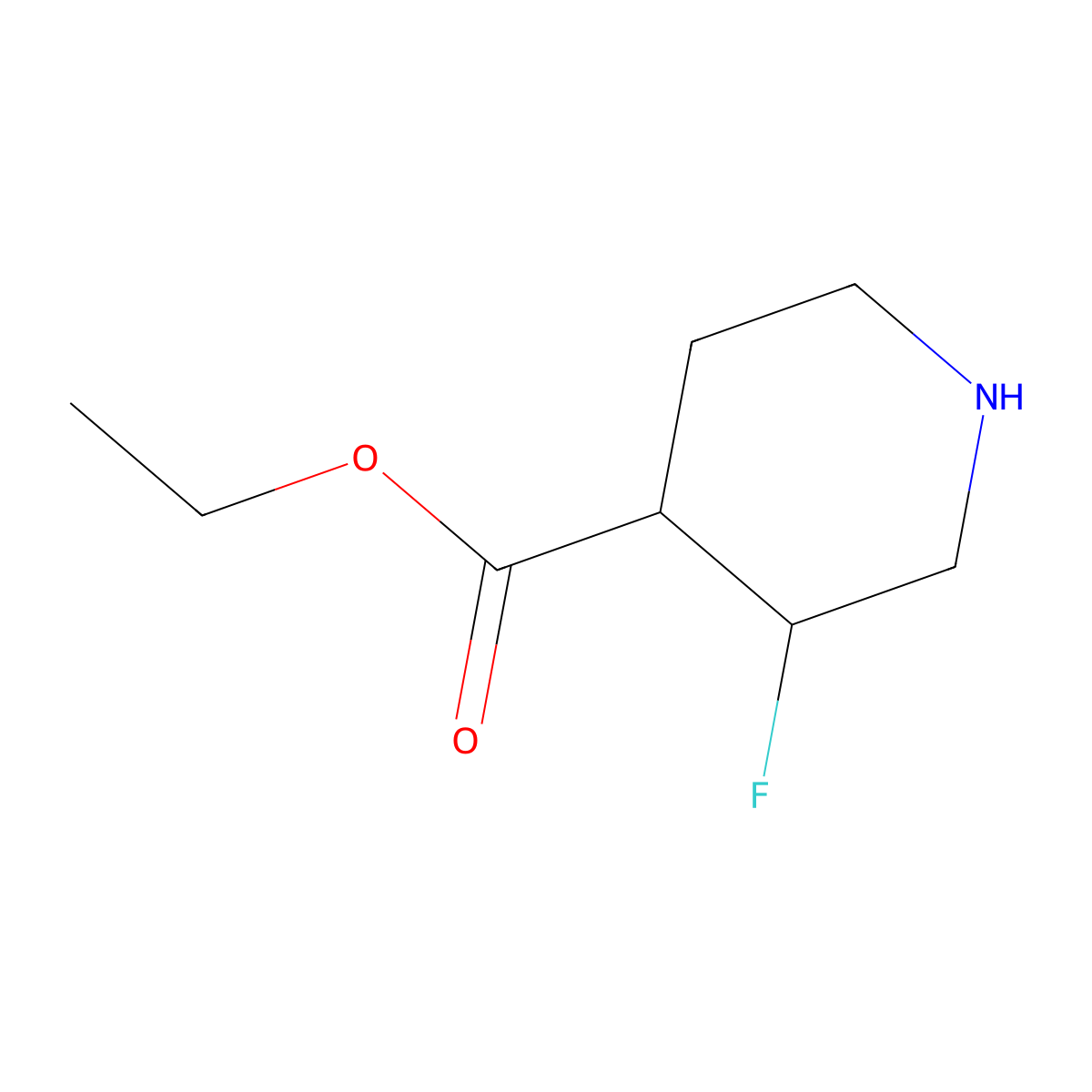 rac-ethyl (3R,4S)-3-fluoropiperidine-4-carboxylate molecular structure, CAS 2639391-64-1
