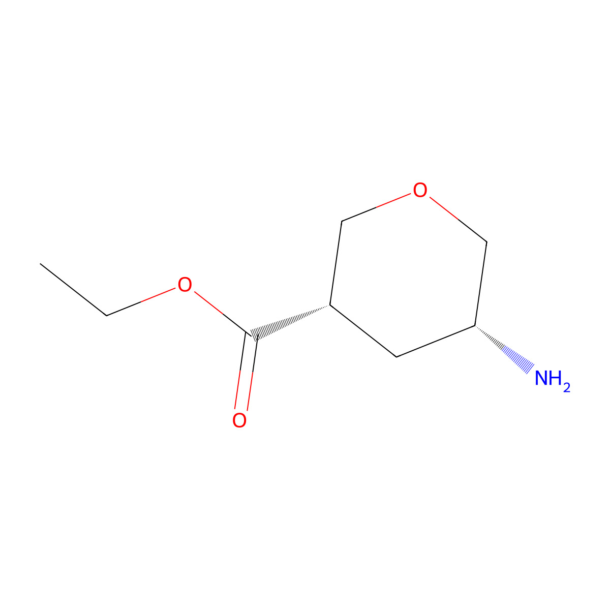rac-ethyl (3R,5S)-5-aminooxane-3-carboxylate molecular structure, CAS 2639391-73-2
