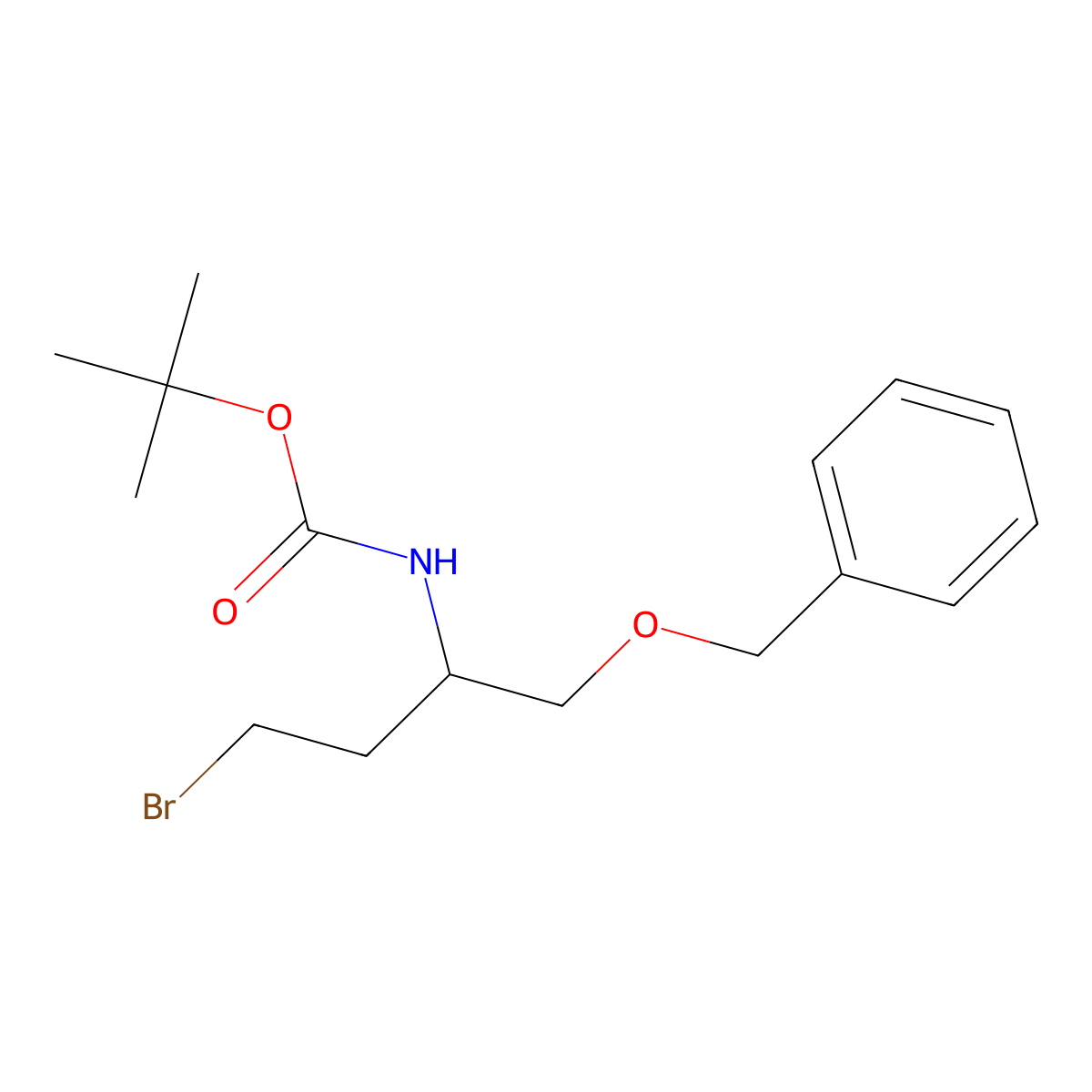 tert-butyl N-[(2S)-1-(benzyloxy)-4-bromobutan-2-yl]carbamate molecular structure, CAS 2639391-75-4