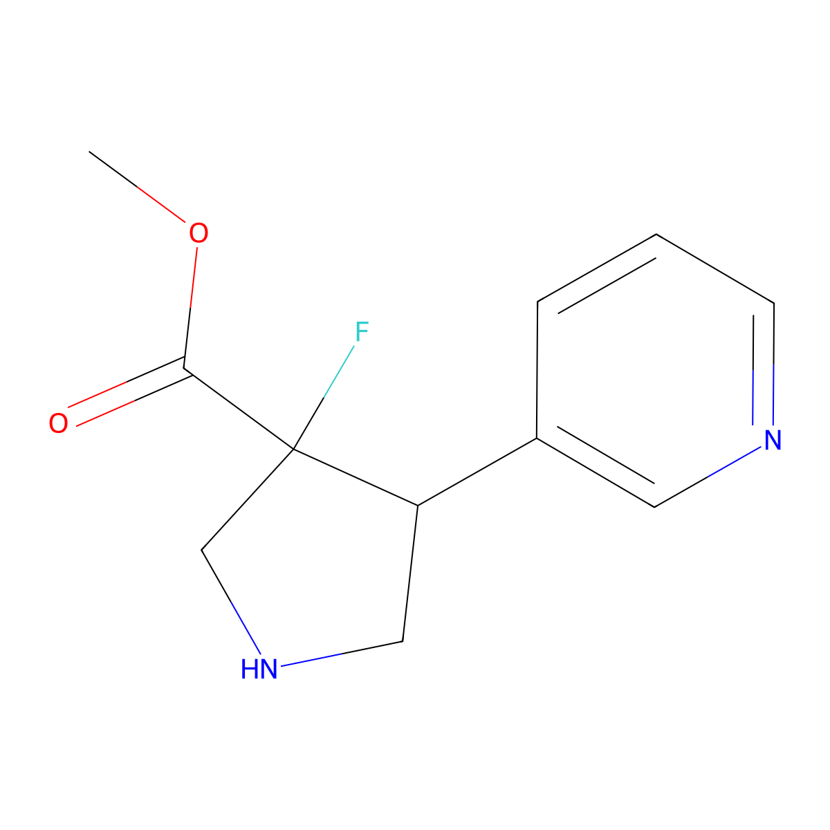 rac-methyl (3R,4R)-3-fluoro-4-(pyridin-3-yl)pyrrolidine-3-carboxylate molecular structure, CAS 2639391-88-9