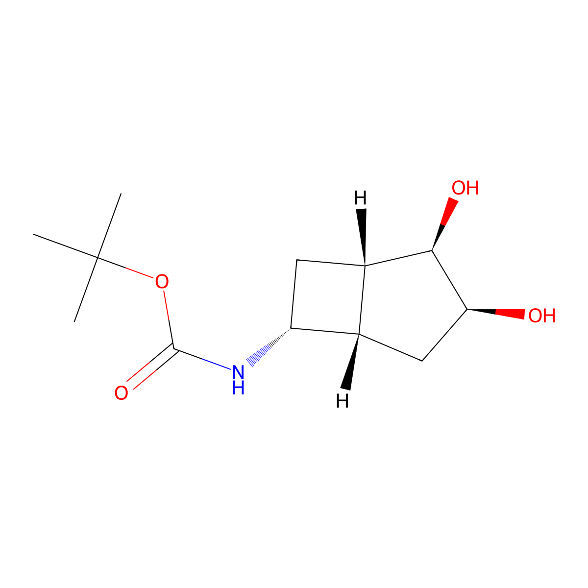 rac-tert-butyl N-[(1R,2S,3R,5R,6S)-2,3-dihydroxybicyclo[3.2.0]heptan-6-yl]carbamate molecular structure, CAS 2639391-89-0