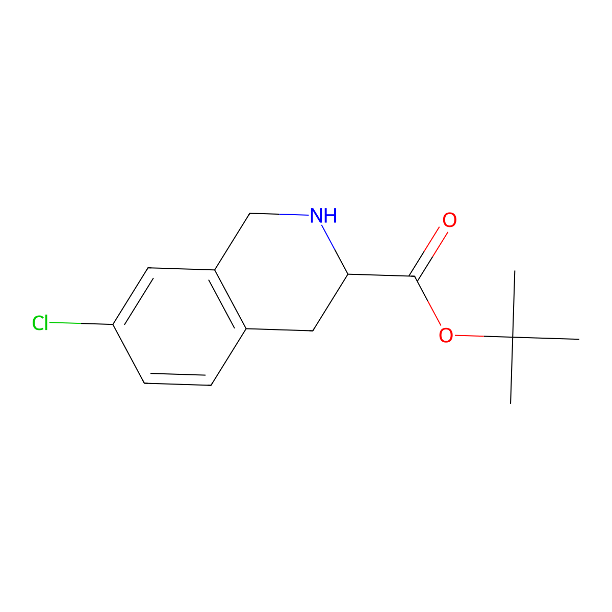 tert-butyl (3R)-7-chloro-1,2,3,4-tetrahydroisoquinoline-3-carboxylate molecular structure, CAS 2639391-97-0