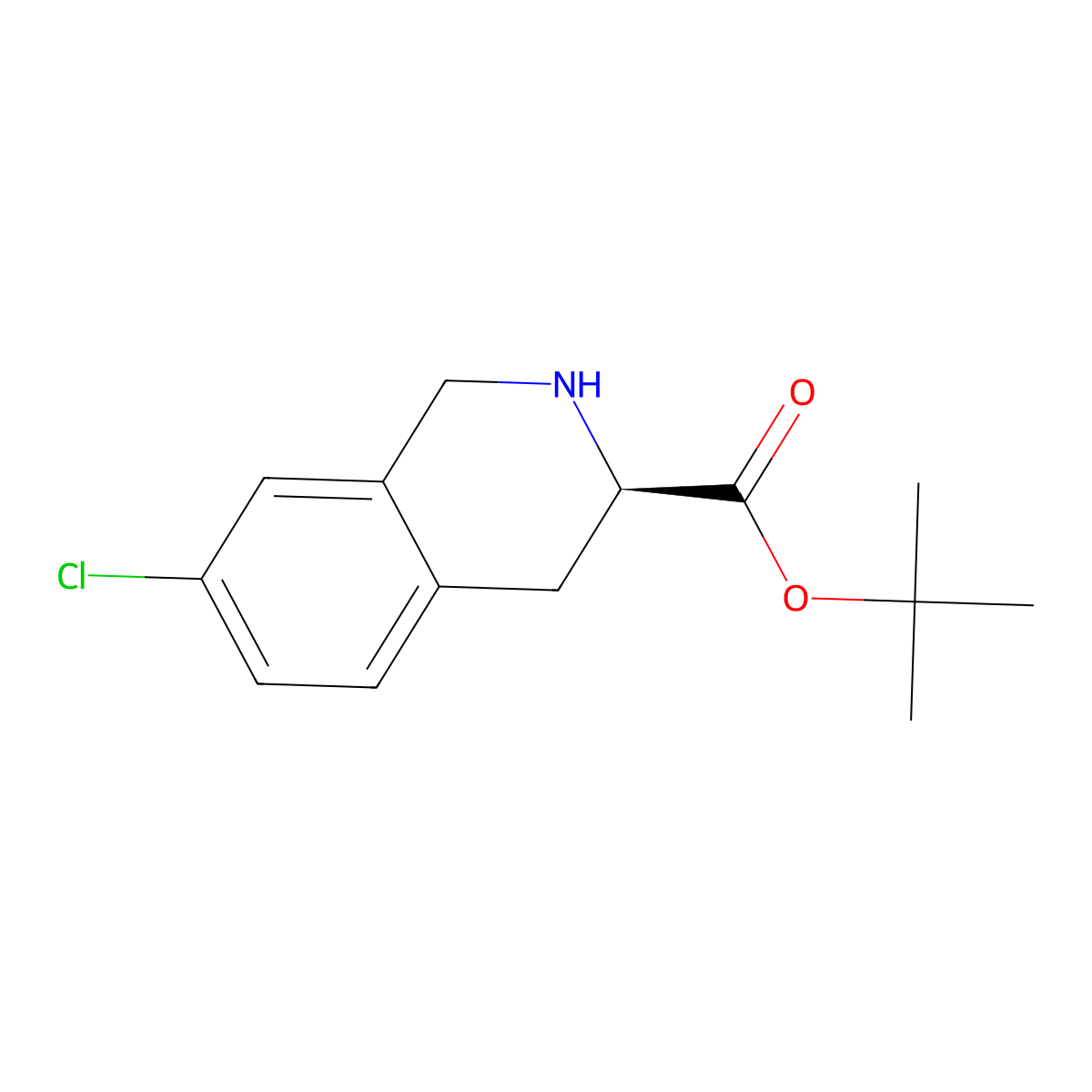 tert-butyl (3R)-7-chloro-1,2,3,4-tetrahydroisoquinoline-3-carboxylate molecular structure, CAS 2639391-97-0
