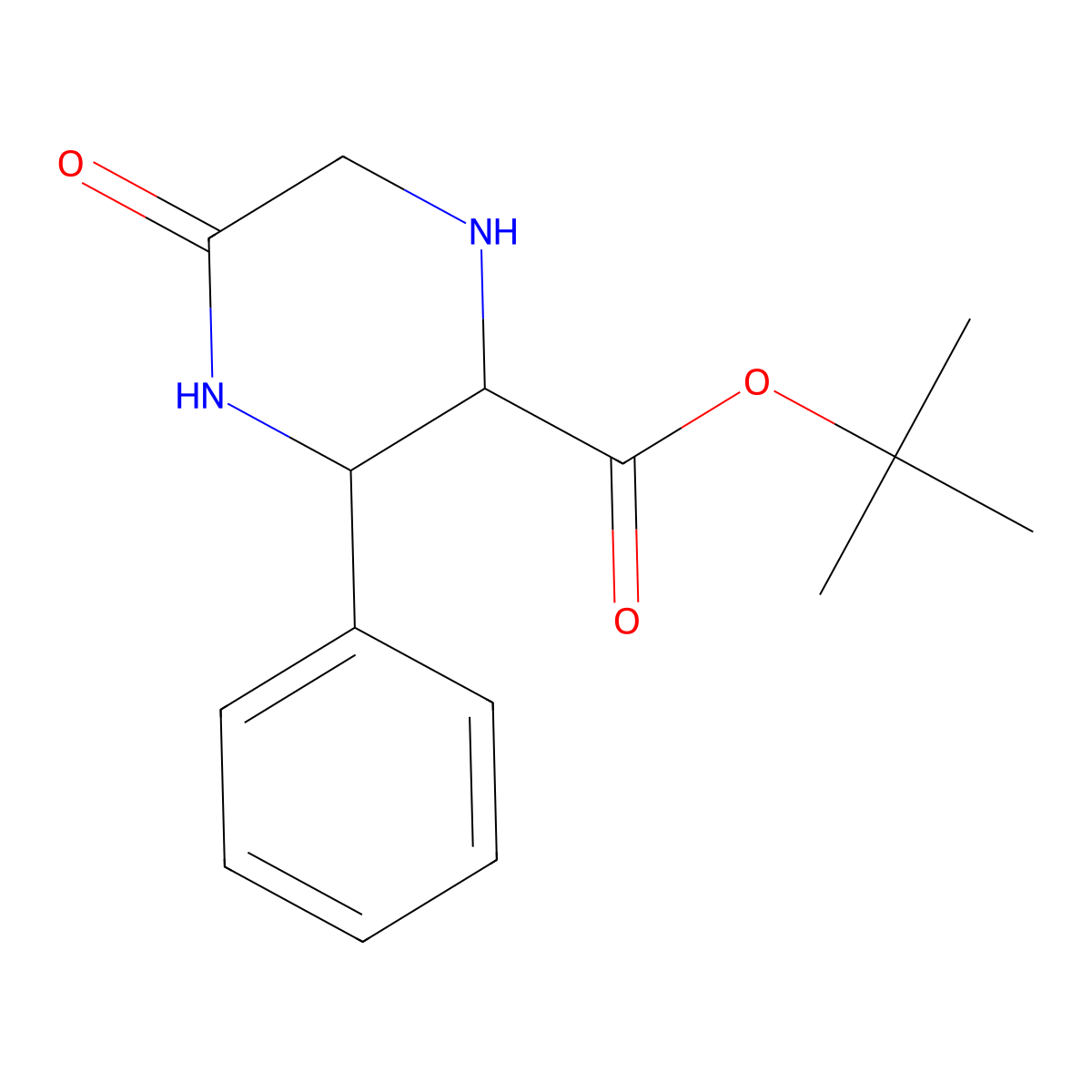 rac-tert-butyl (2R,3S)-5-oxo-3-phenylpiperazine-2-carboxylate molecular structure, CAS 2639391-98-1