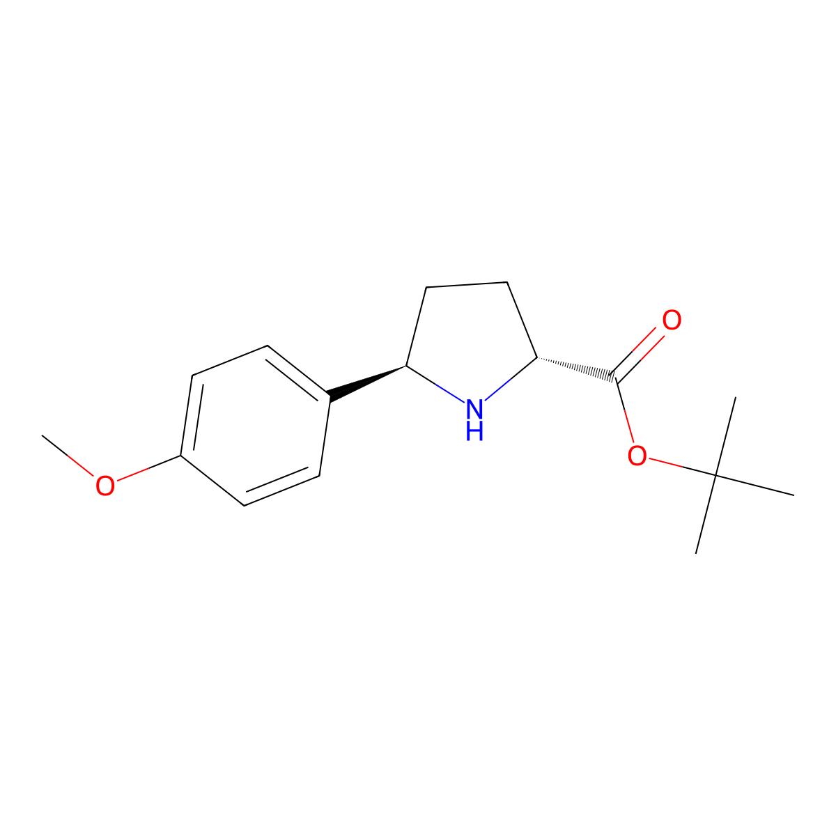 tert-butyl (2R,5R)-5-(4-methoxyphenyl)pyrrolidine-2-carboxylate molecular structure, CAS 2639392-01-9