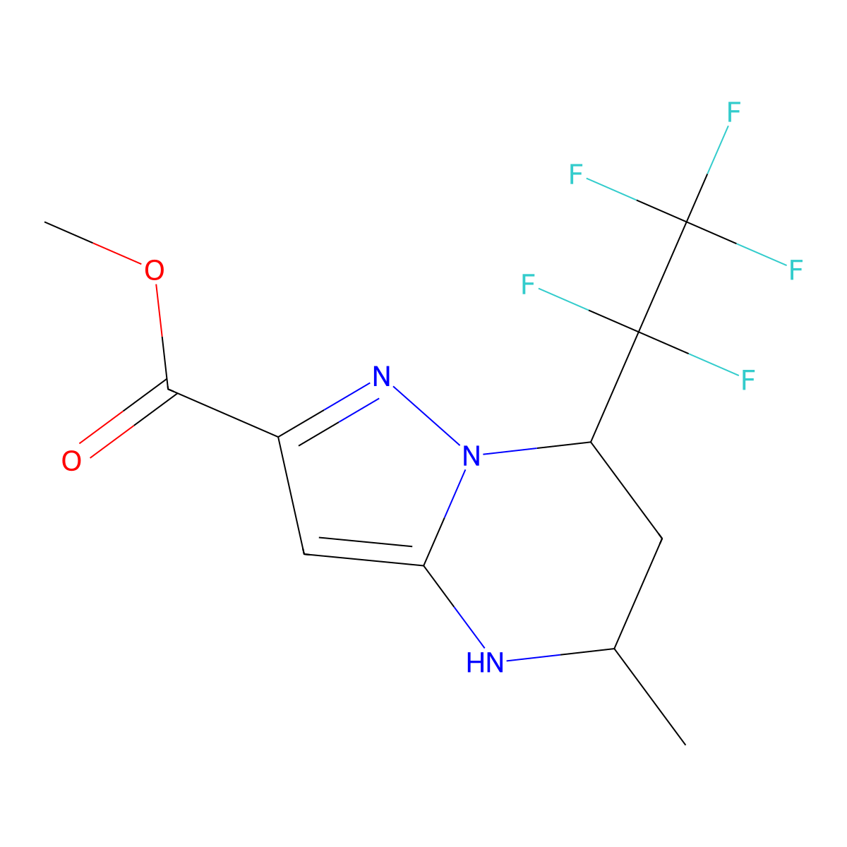 rac-methyl (5R,7R)-5-methyl-7-(1,1,2,2,2-pentafluoroethyl)-4H,5H,6H,7H-pyrazolo[1,5-a]pyrimidine-2-carboxylate molecular structure, CAS 2639392-02-0