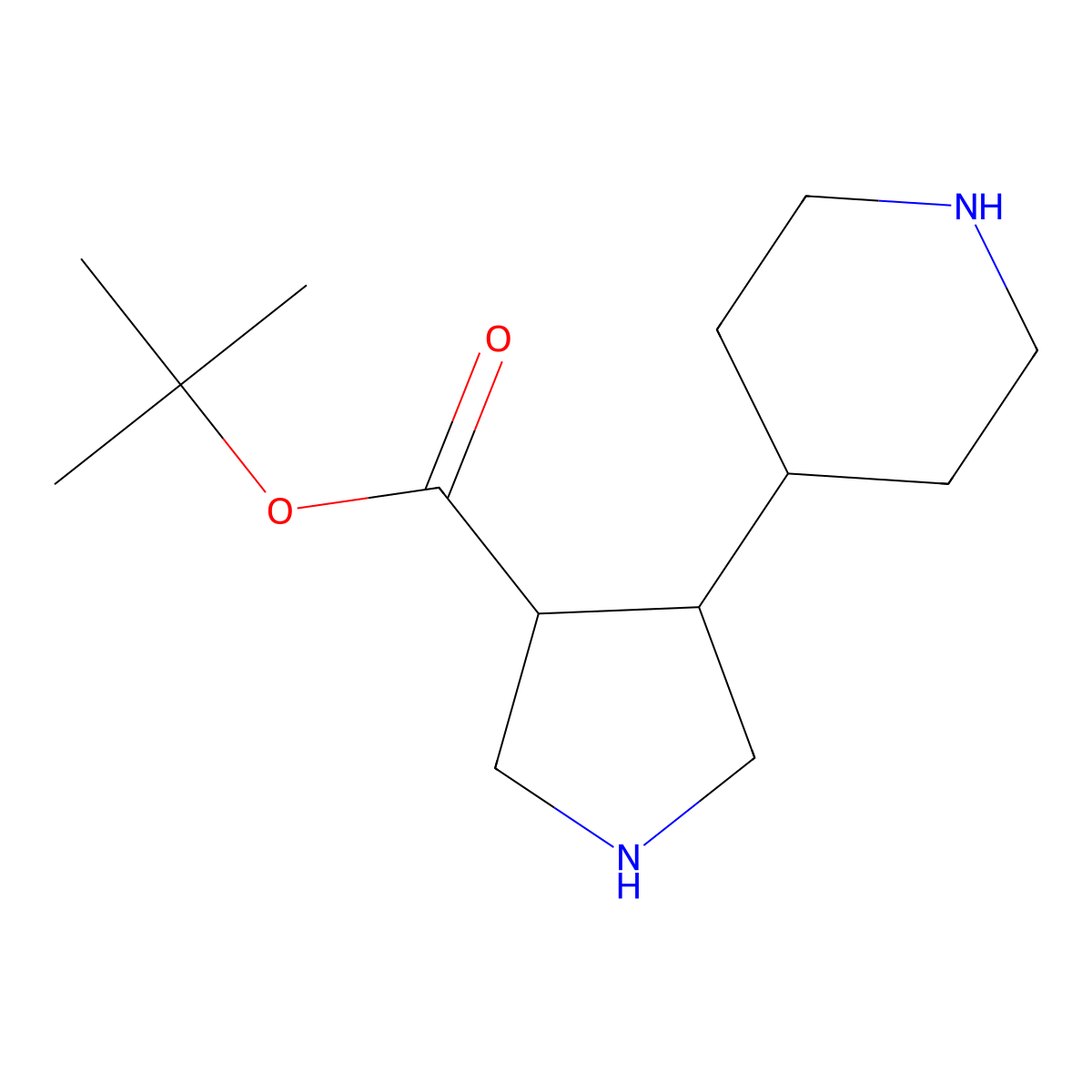 rac-tert-butyl (3R,4R)-4-(piperidin-4-yl)pyrrolidine-3-carboxylate molecular structure, CAS 2639392-07-5