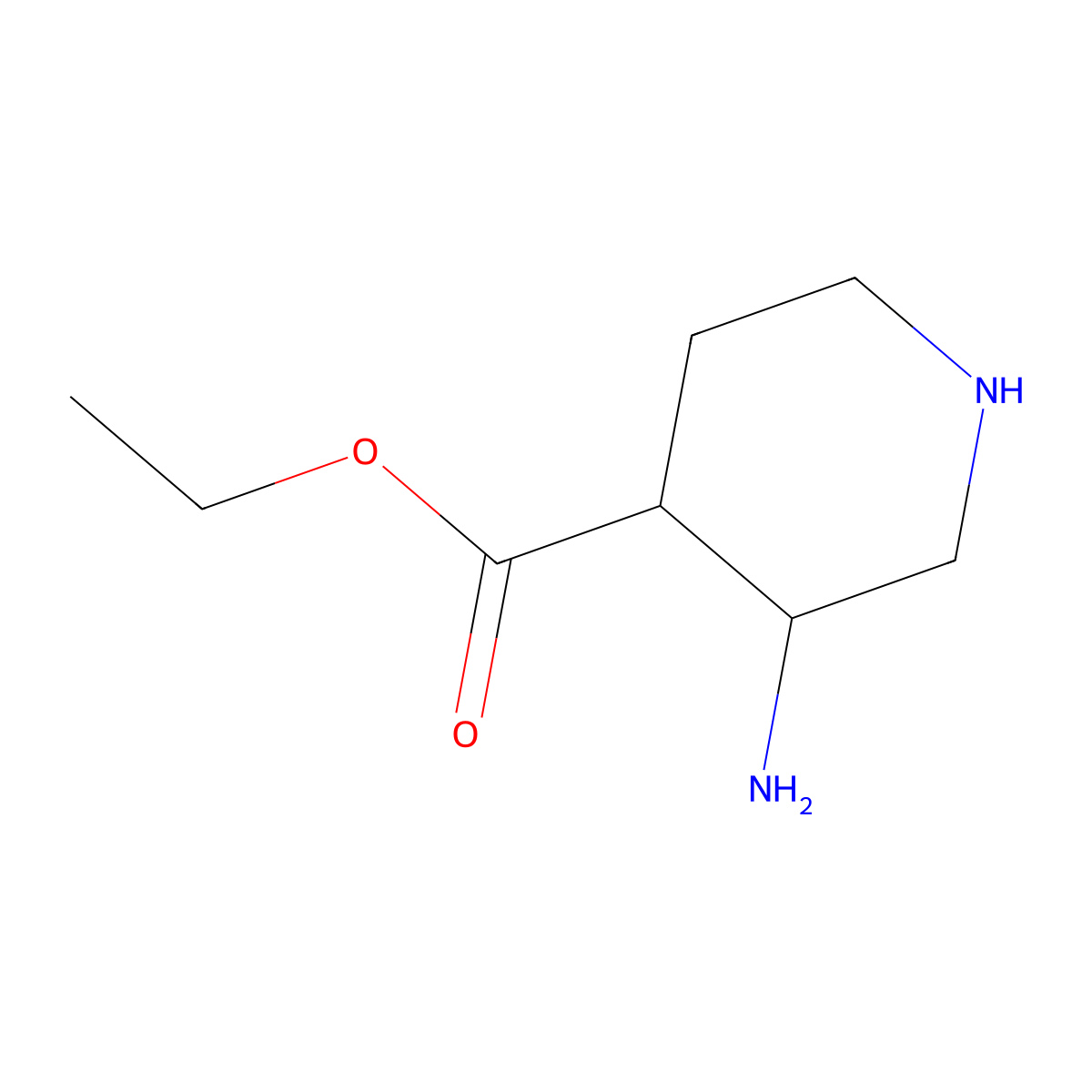 rac-ethyl (3R,4R)-3-aminopiperidine-4-carboxylate molecular structure, CAS 2639392-08-6
