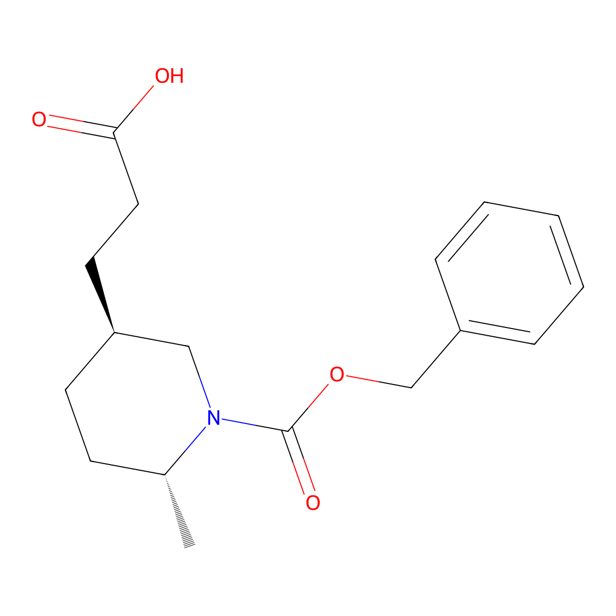 rac-3-[(3R,6S)-1-[(benzyloxy)carbonyl]-6-methylpiperidin-3-yl]propanoic acid molecular structure, CAS 2639392-09-7