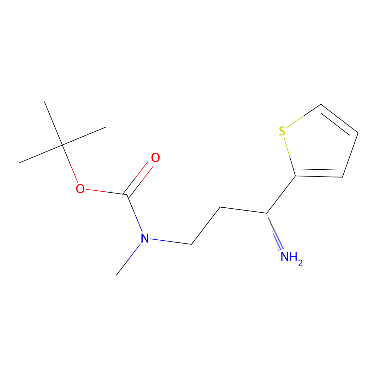 tert-butyl N-[(3R)-3-amino-3-(thiophen-2-yl)propyl]-N-methylcarbamate molecular structure, CAS 2639392-27-9