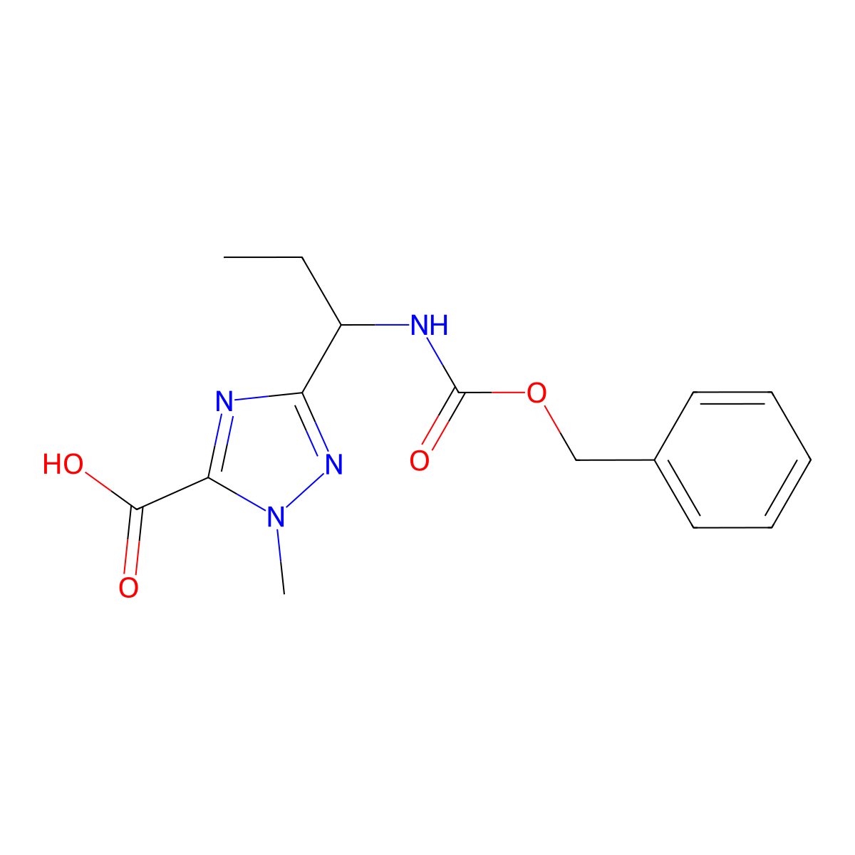 3-[(1S)-1-{[(benzyloxy)carbonyl]amino}propyl]-1-methyl-1H-1,2,4-triazole-5-carboxylic acid molecular structure, CAS 2639392-34-8