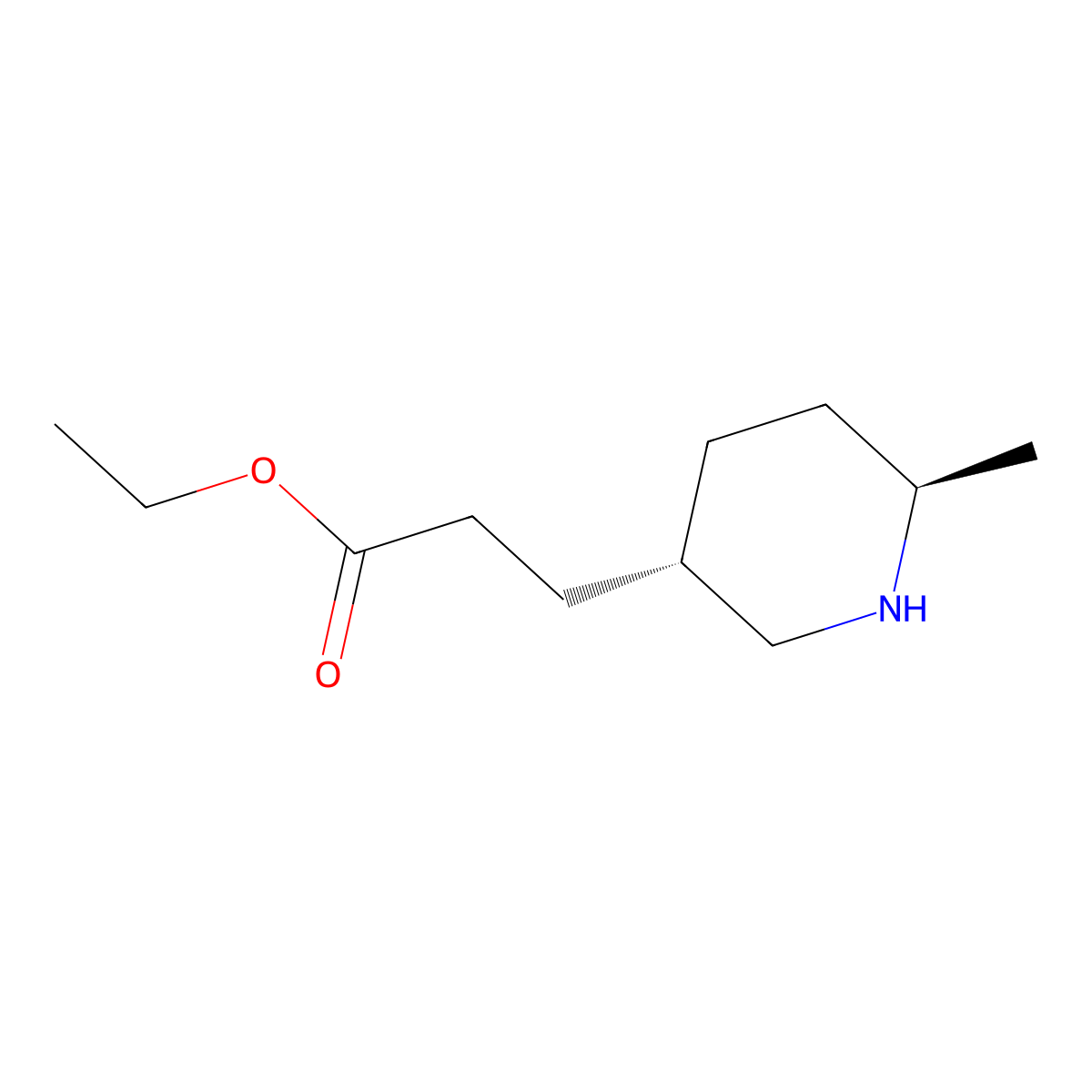 rac-ethyl 3-[(3R,6S)-6-methylpiperidin-3-yl]propanoate molecular structure, CAS 2639392-35-9