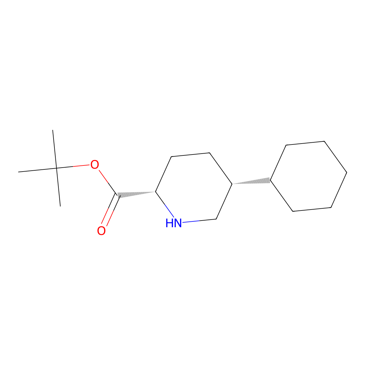 rac-tert-butyl (2R,5S)-5-cyclohexylpiperidine-2-carboxylate molecular structure, CAS 2639392-61-1
