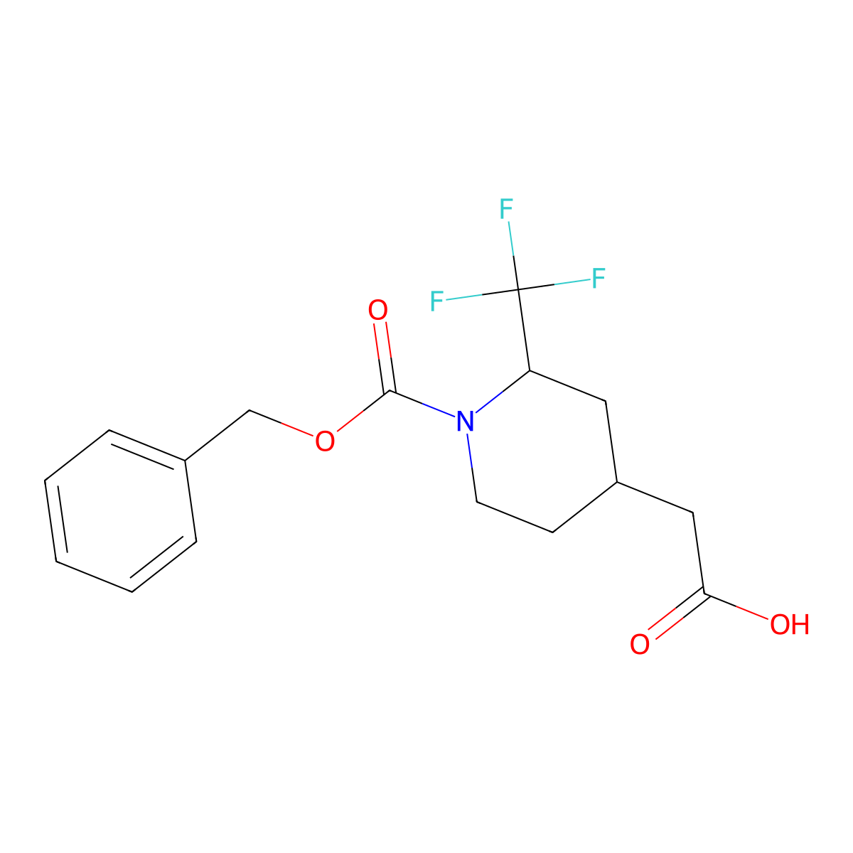 rac-2-[(2R,4S)-1-[(benzyloxy)carbonyl]-2-(trifluoromethyl)piperidin-4-yl]acetic acid molecular structure, CAS 2639392-62-2