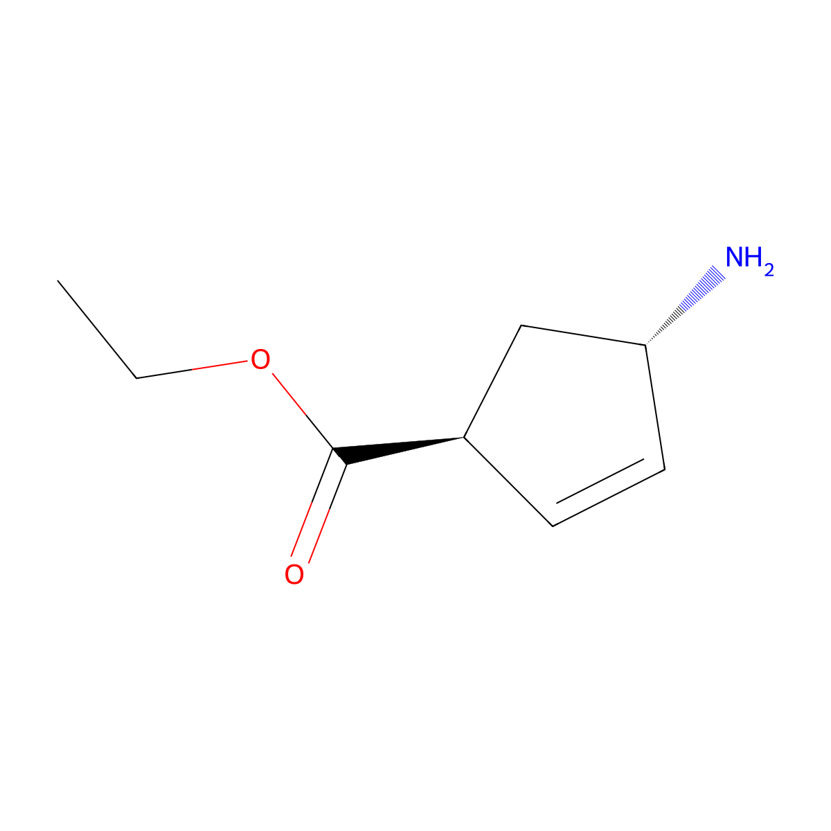 ethyl (1S,4S)-4-aminocyclopent-2-ene-1-carboxylate molecular structure, CAS 2639392-67-7