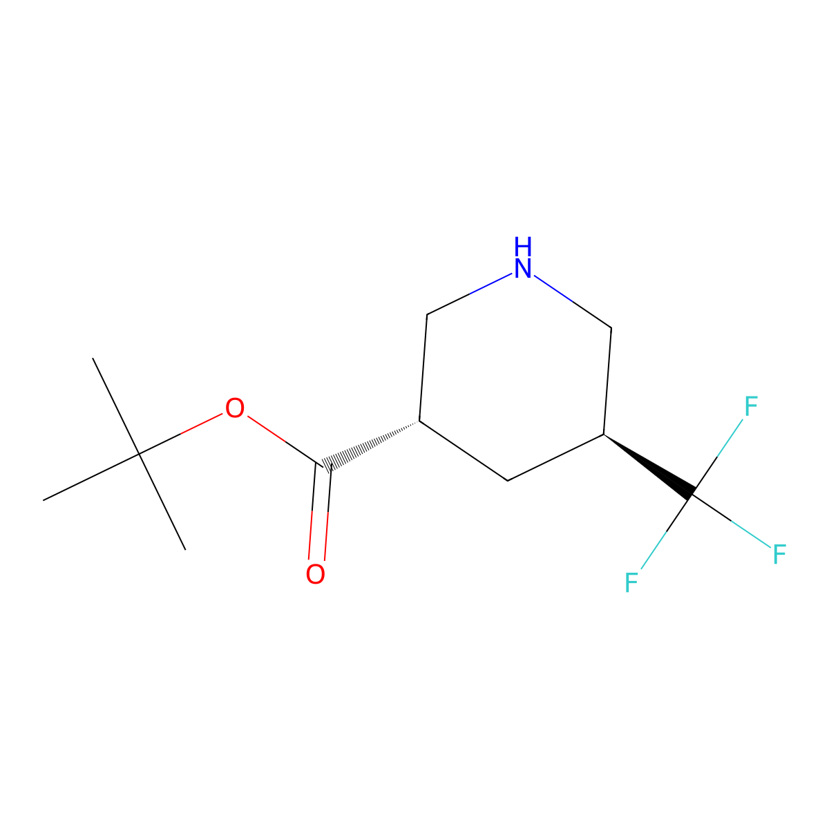 rac-tert-butyl (3R,5R)-5-(trifluoromethyl)piperidine-3-carboxylate molecular structure, CAS 2639392-75-7