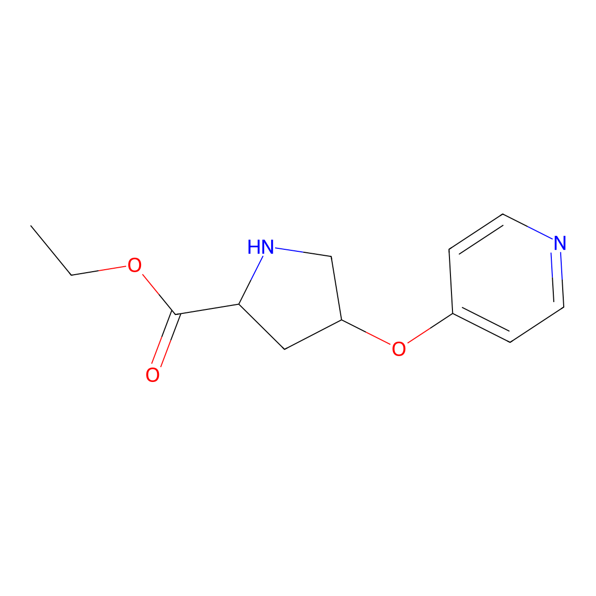 ethyl (2S,4S)-4-(pyridin-4-yloxy)pyrrolidine-2-carboxylate molecular structure, CAS 2639392-80-4