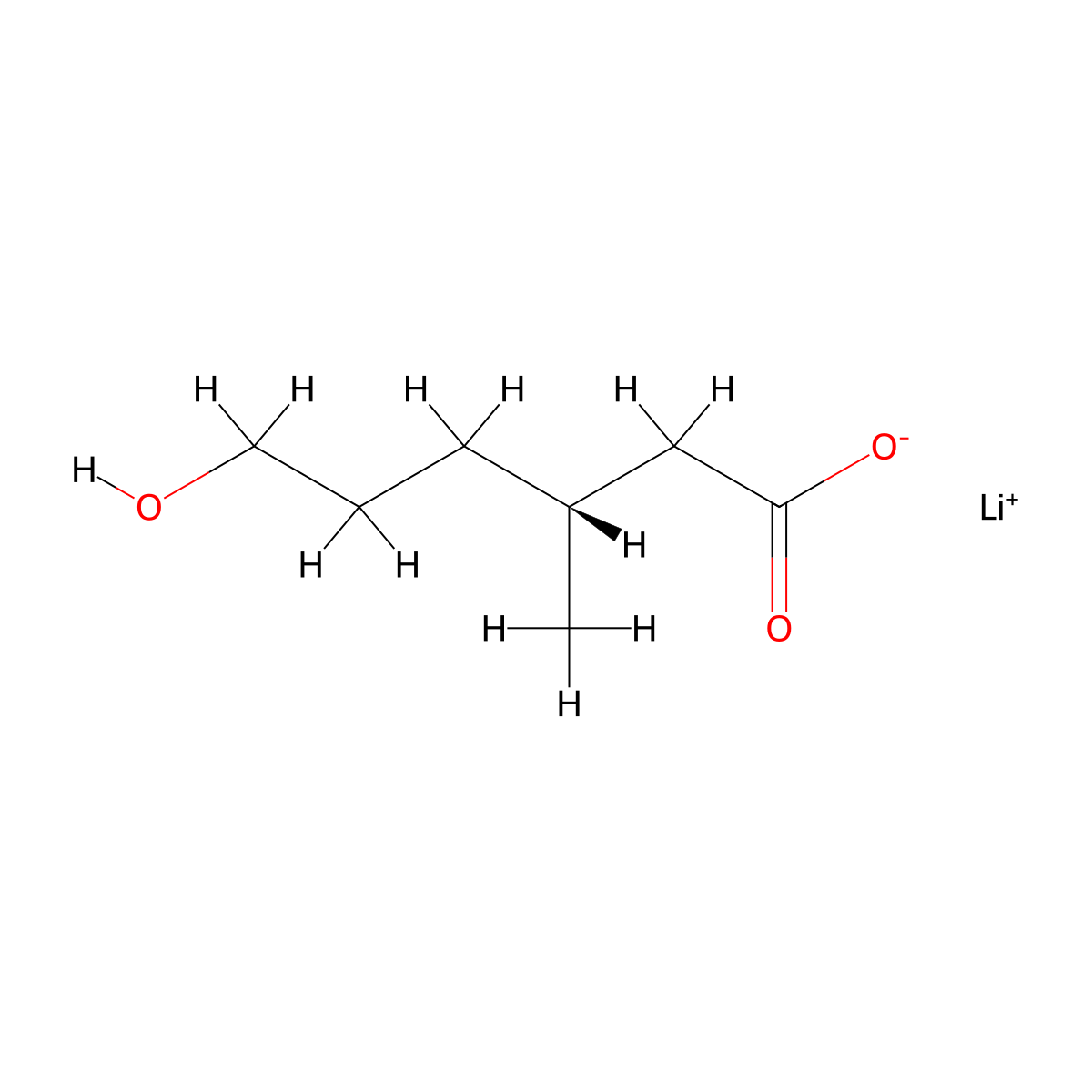 lithium(1+) (3R)-6-hydroxy-3-methylhexanoate molecular structure, CAS 2639392-84-8
