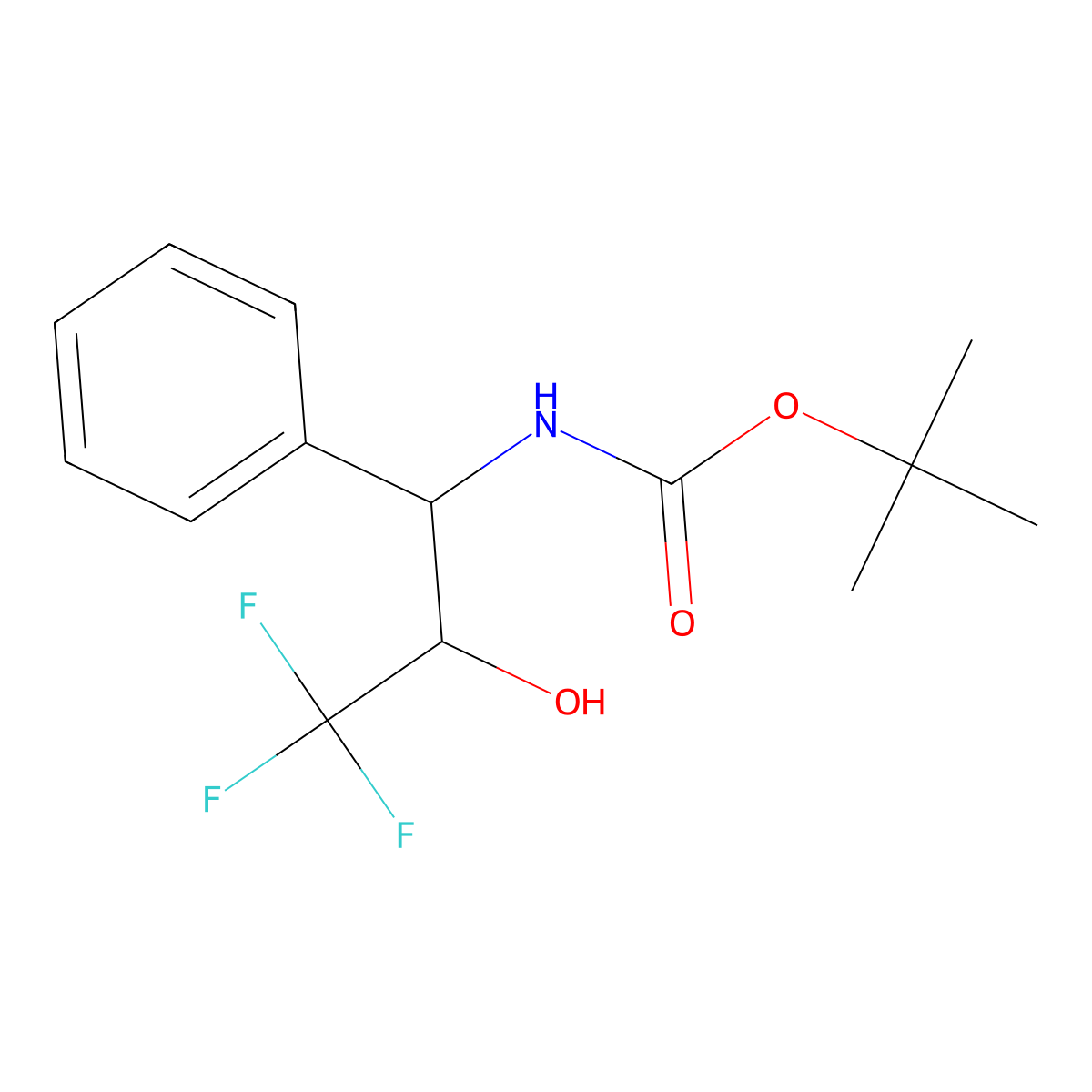 rac-tert-butyl N-[(1R,2S)-3,3,3-trifluoro-2-hydroxy-1-phenylpropyl]carbamate molecular structure, CAS 2639392-90-6