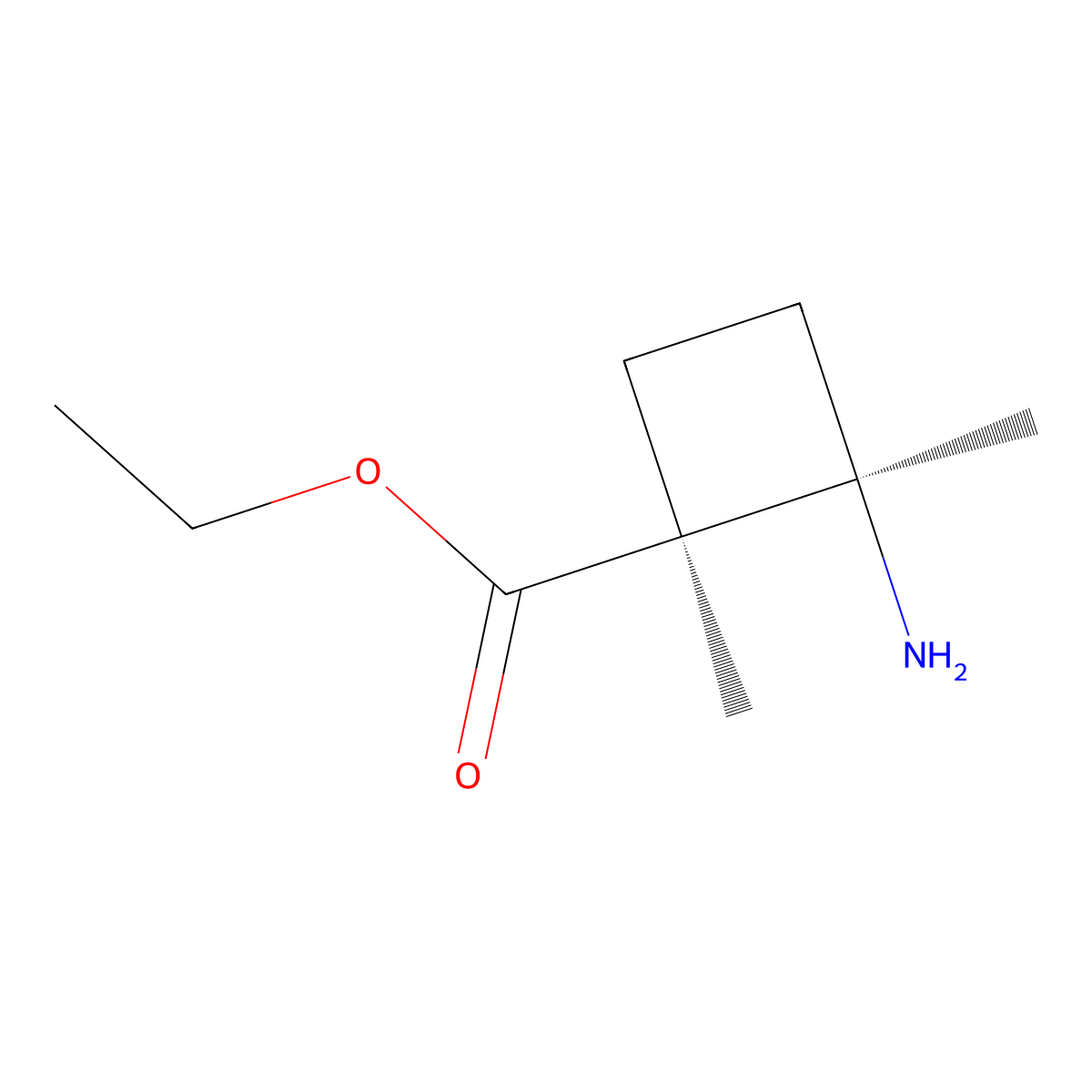 rac-ethyl (1R,2S)-2-amino-1,2-dimethylcyclobutane-1-carboxylate molecular structure, CAS 2639392-93-9
