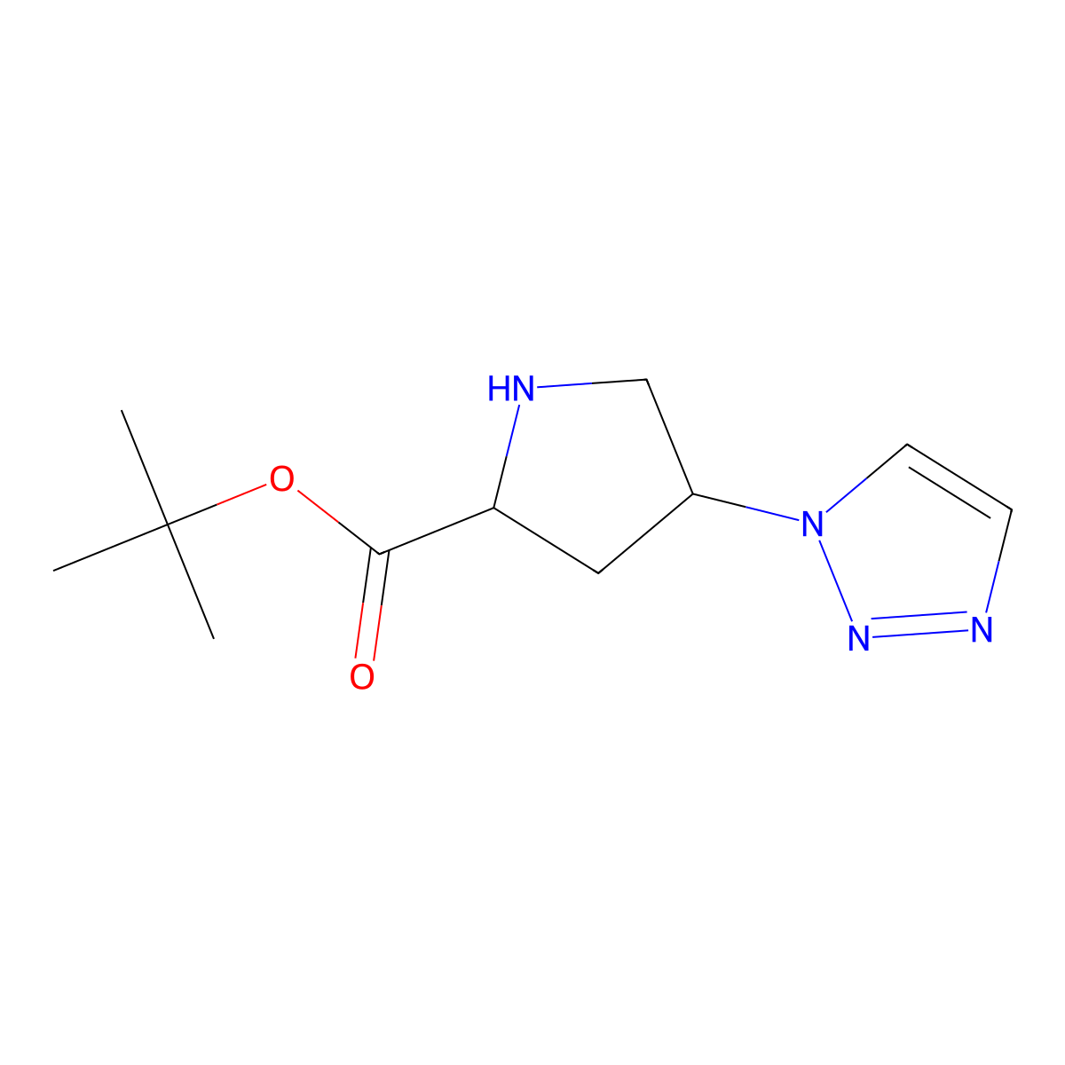 tert-butyl (2S,4S)-4-(1H-1,2,3-triazol-1-yl)pyrrolidine-2-carboxylate molecular structure, CAS 2639392-94-0