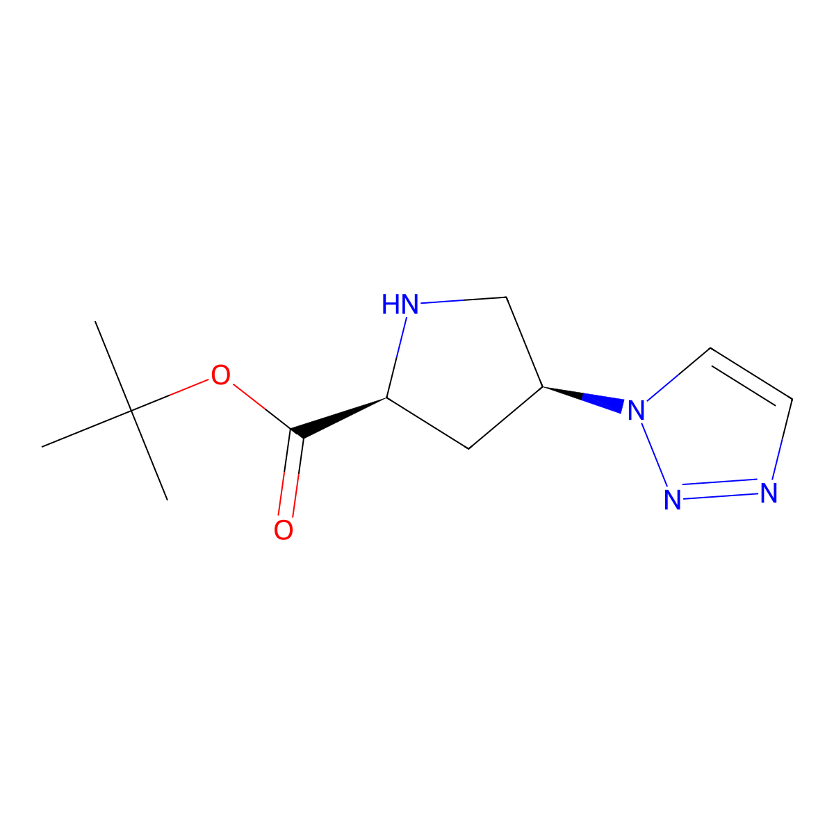 tert-butyl (2S,4S)-4-(1H-1,2,3-triazol-1-yl)pyrrolidine-2-carboxylate molecular structure, CAS 2639392-94-0