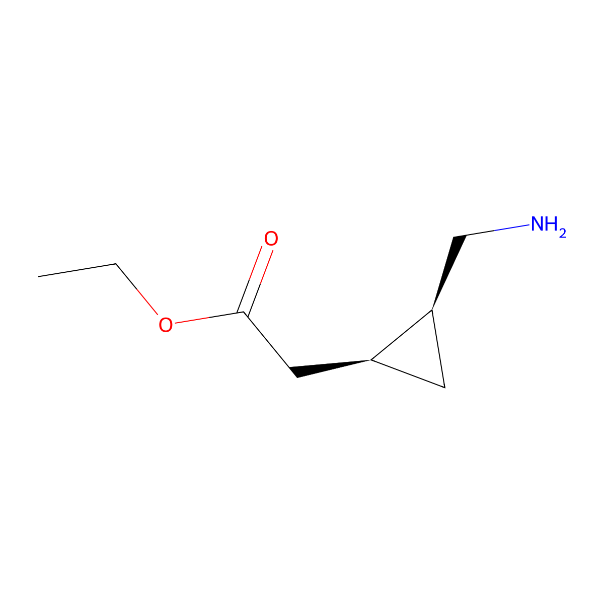 rac-ethyl 2-[(1R,2R)-2-(aminomethyl)cyclopropyl]acetate molecular structure, CAS 2639392-96-2