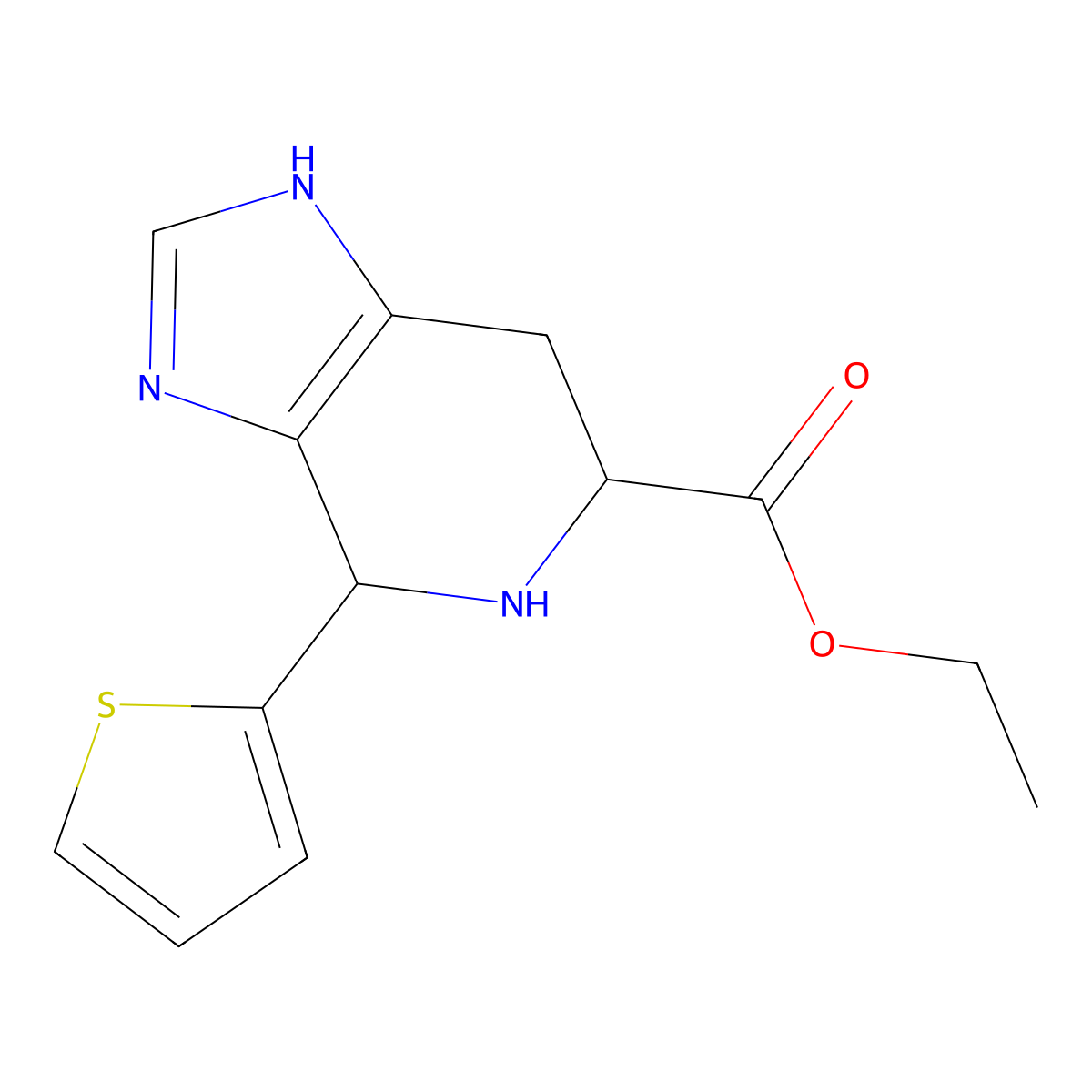 rac-ethyl (4R,6S)-4-(thiophen-2-yl)-1H,4H,5H,6H,7H-imidazo[4,5-c]pyridine-6-carboxylate molecular structure, CAS 2639392-98-4