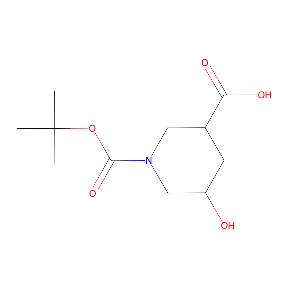 (3S,5S)-1-Boc-5-hydroxypiperidine-3-carboxylic Acid molecular structure, CAS 2639393-02-3